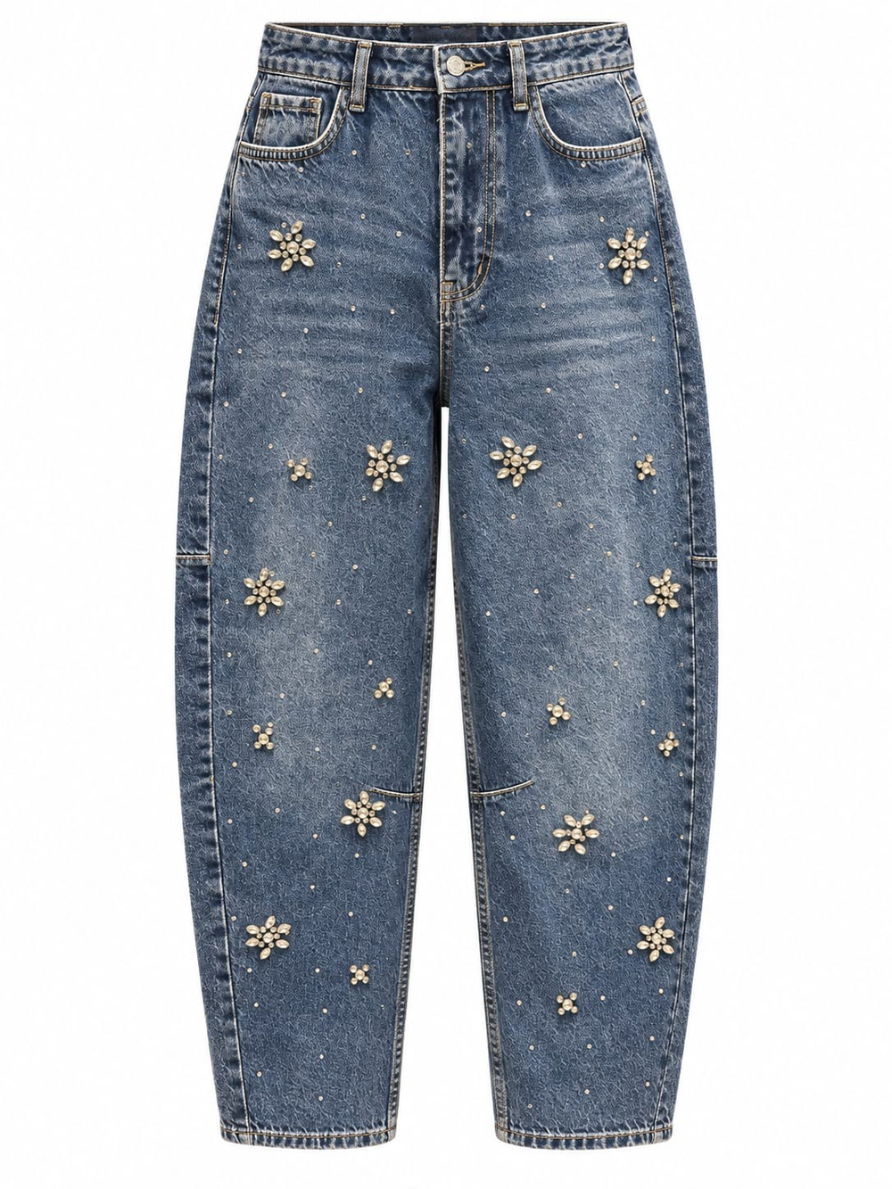 Ariza K.Mavi Taşlı Barrel Jean