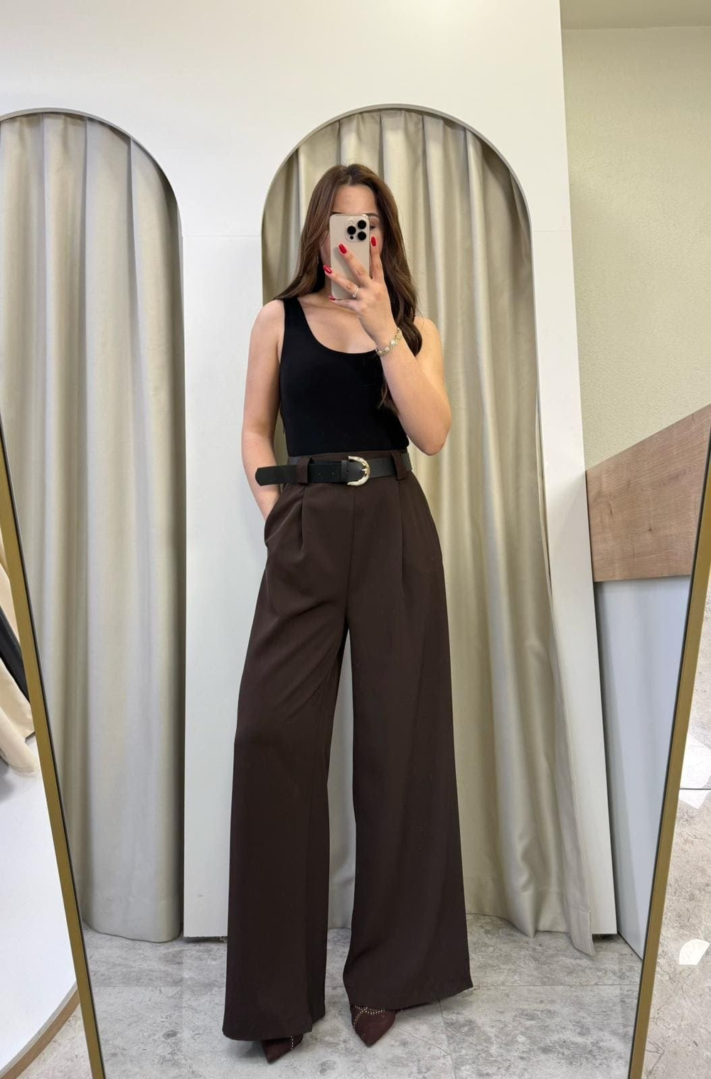 Blush Kahve Pantolonlu Kemerli Tulum