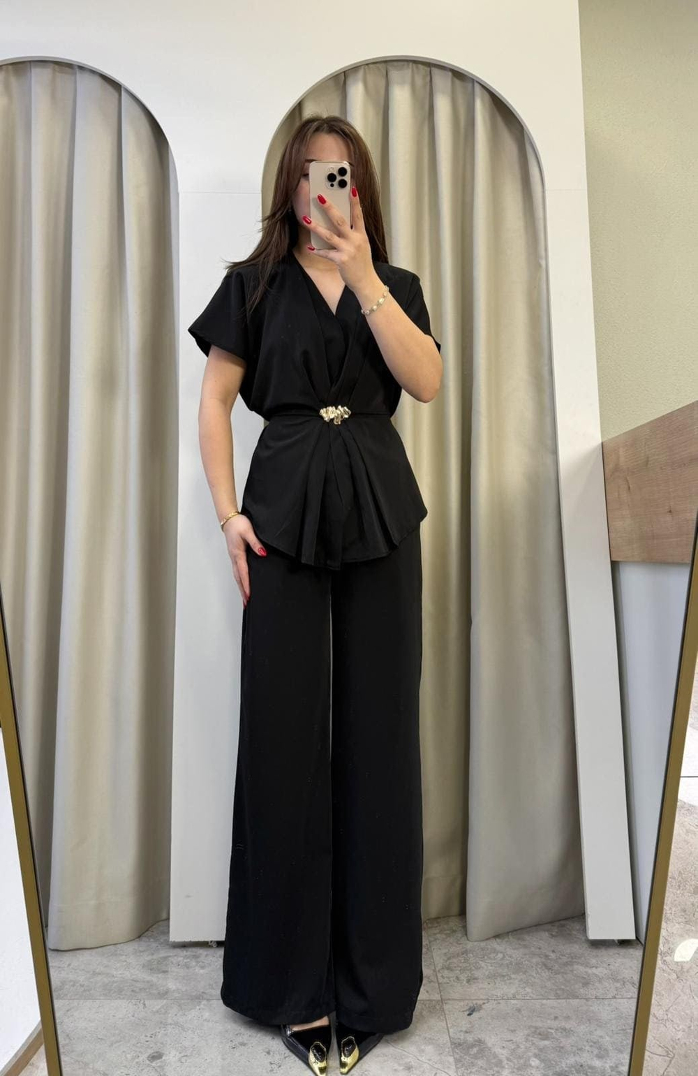 Charm Gold Toka Detaylı Siyah Takım 