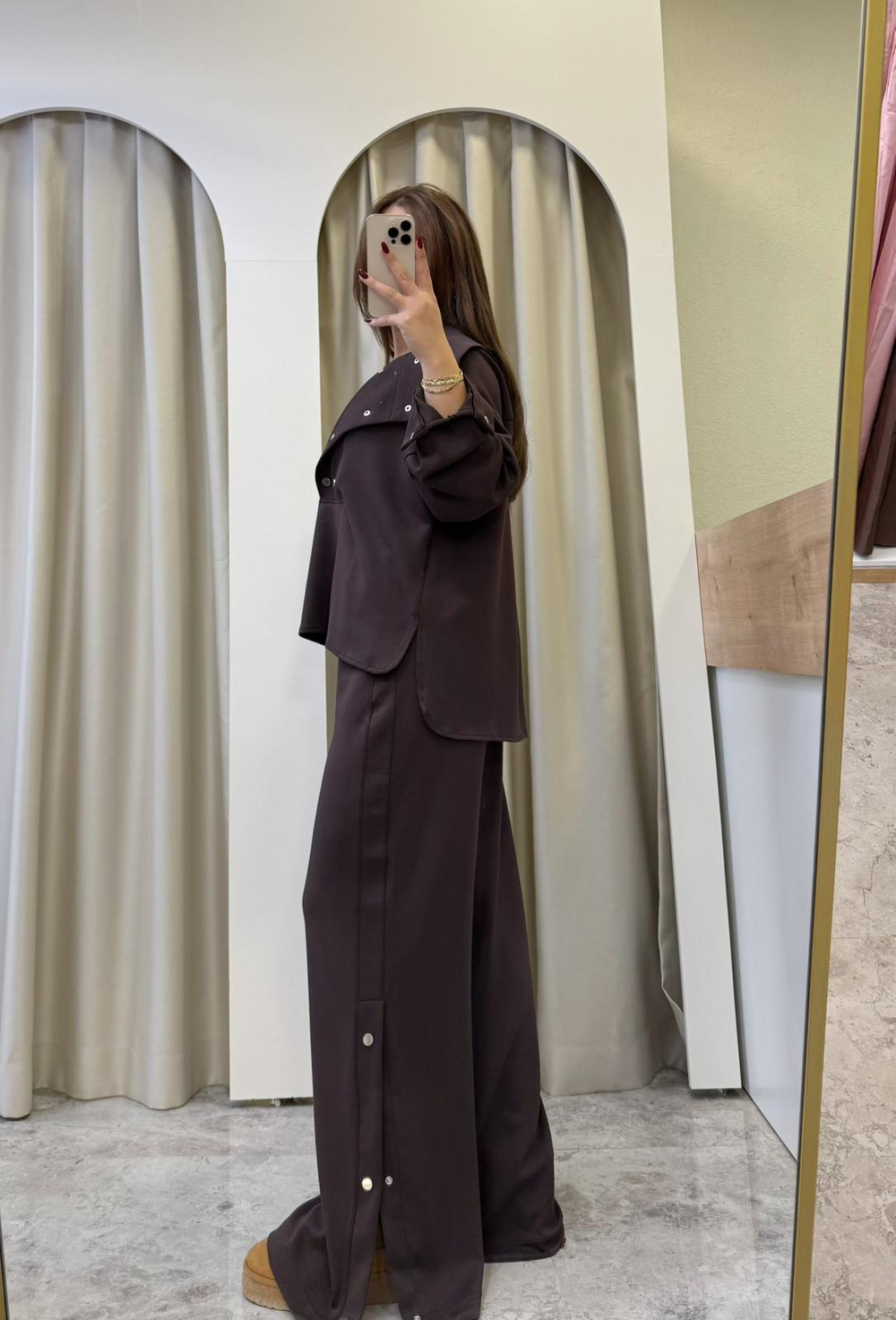 Çıtçıtlı Modal Takım-Kahve