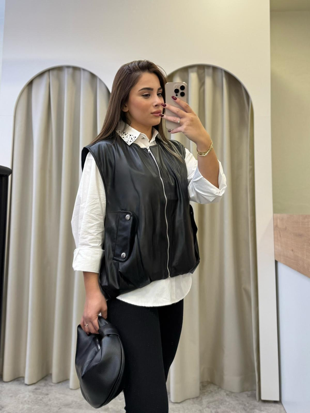 Deri Oversize Yelek