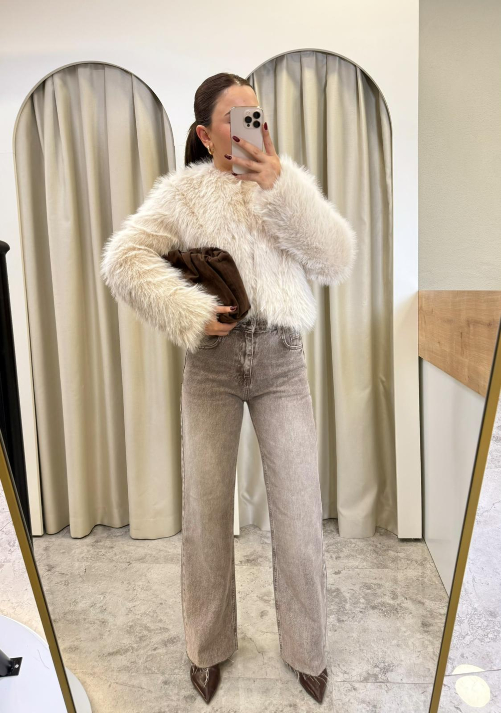 Diana Crop Kürk-KREM