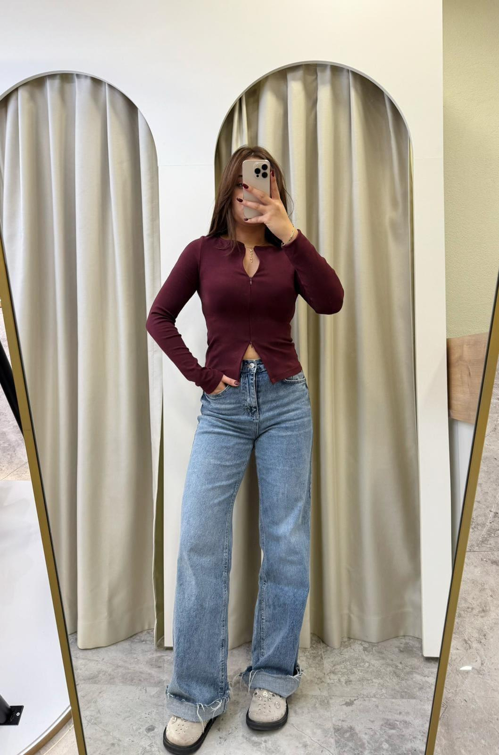 Dilvin Çift Fermuarlı Basic-Bordo