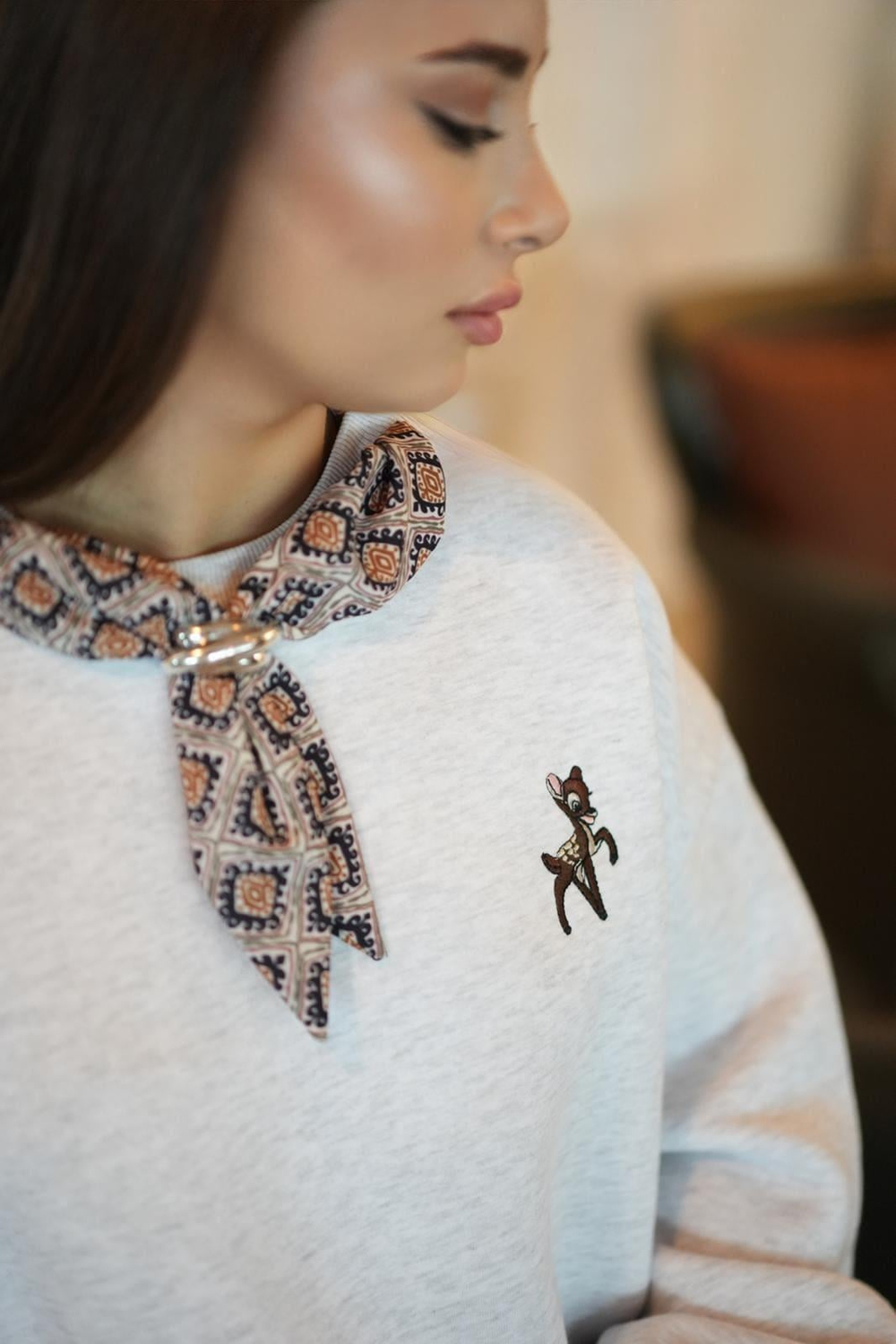 Fular Detaylı Oversize Sweatshirt