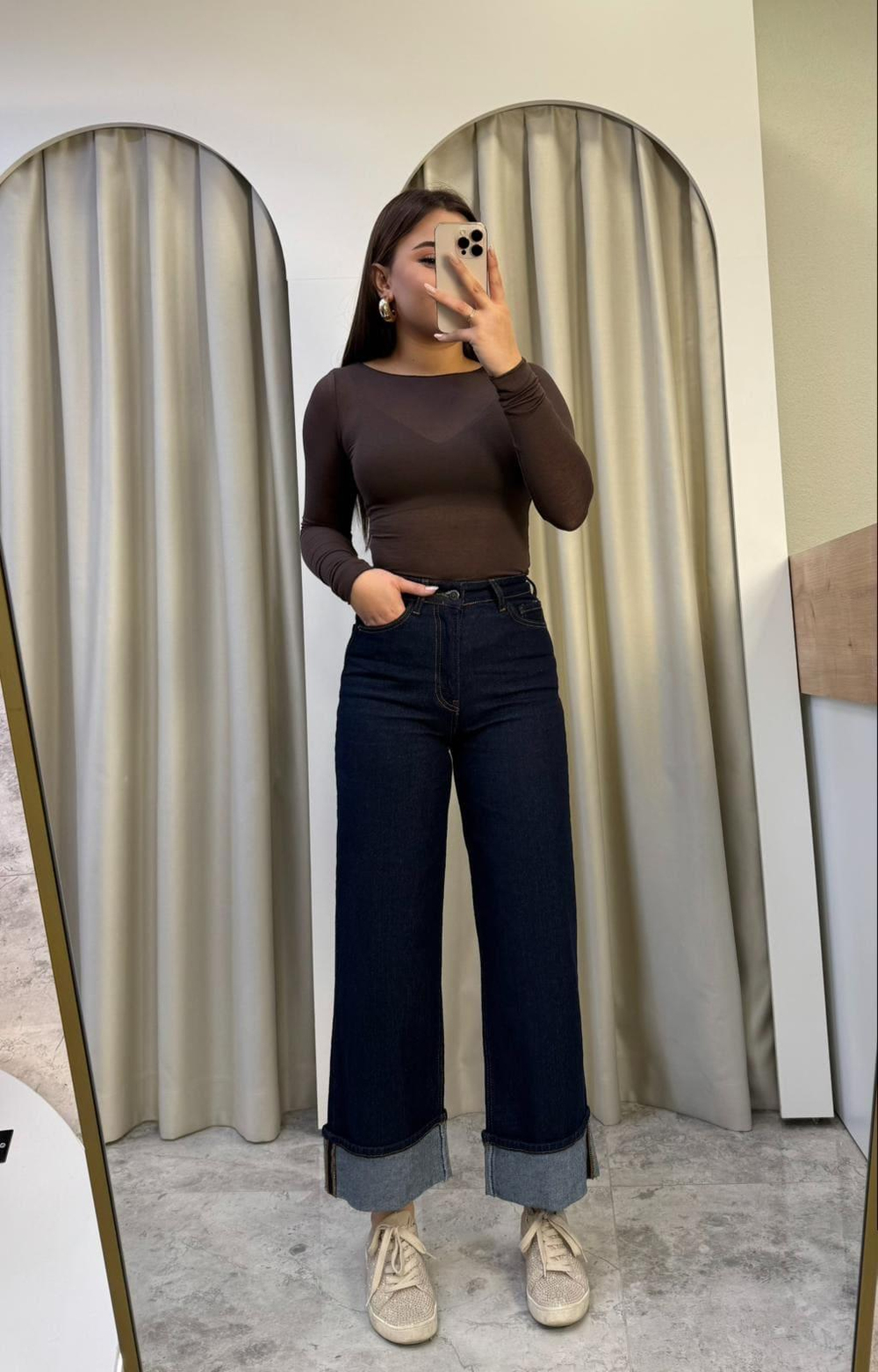 Herry Katlı Paça Yüksek Bel Jean