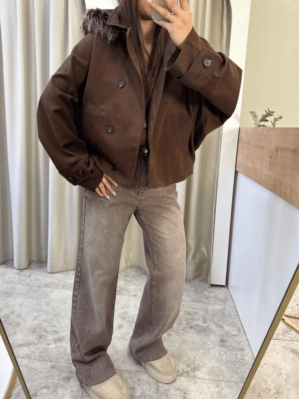 Jasmin Kahve Oversize Trençkot