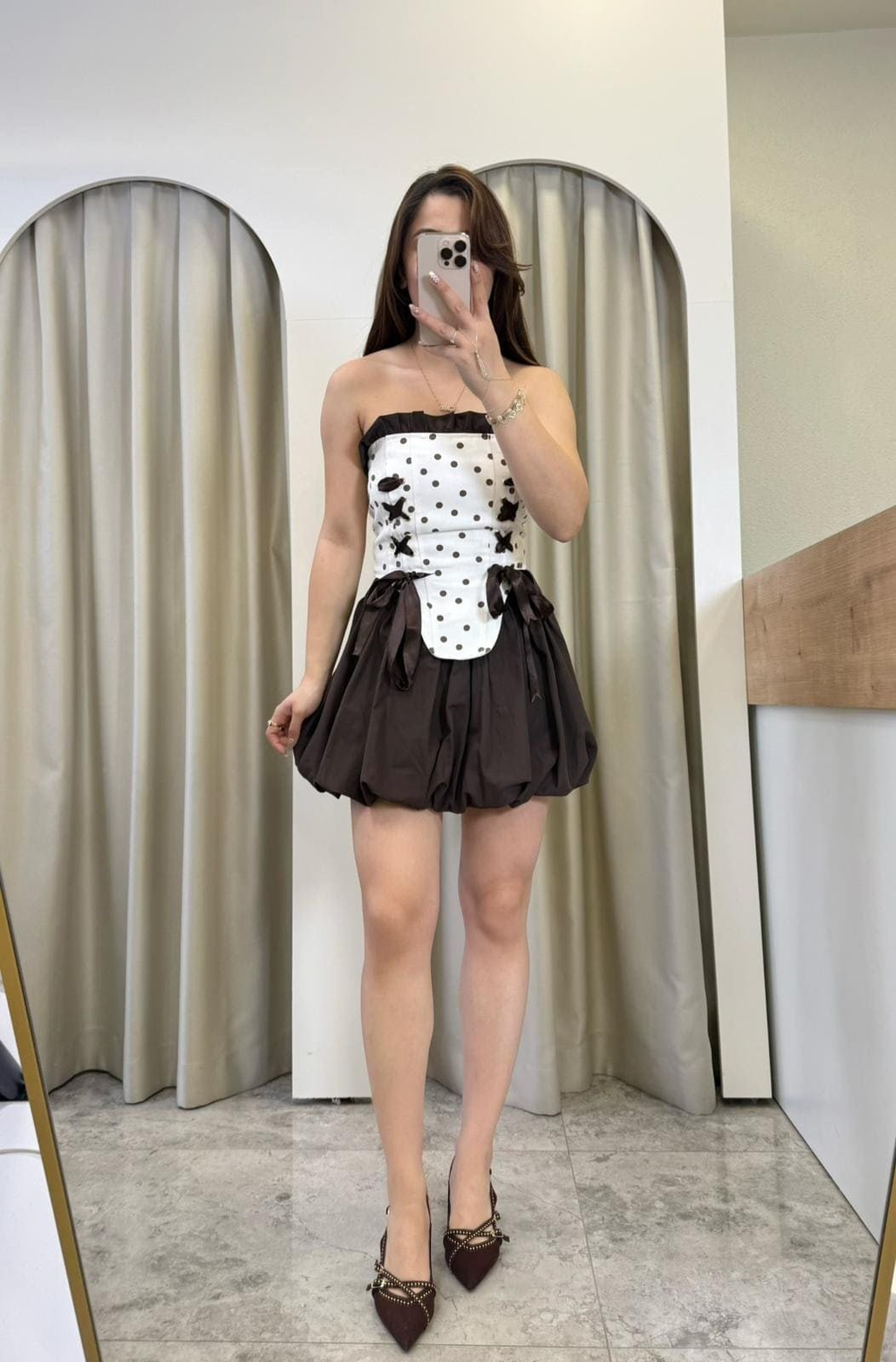 Julia Acı Kahve Balon Etek Korse Takım
