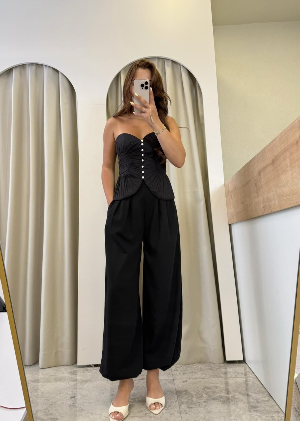 Kylie Siyah Drapeli Korse 