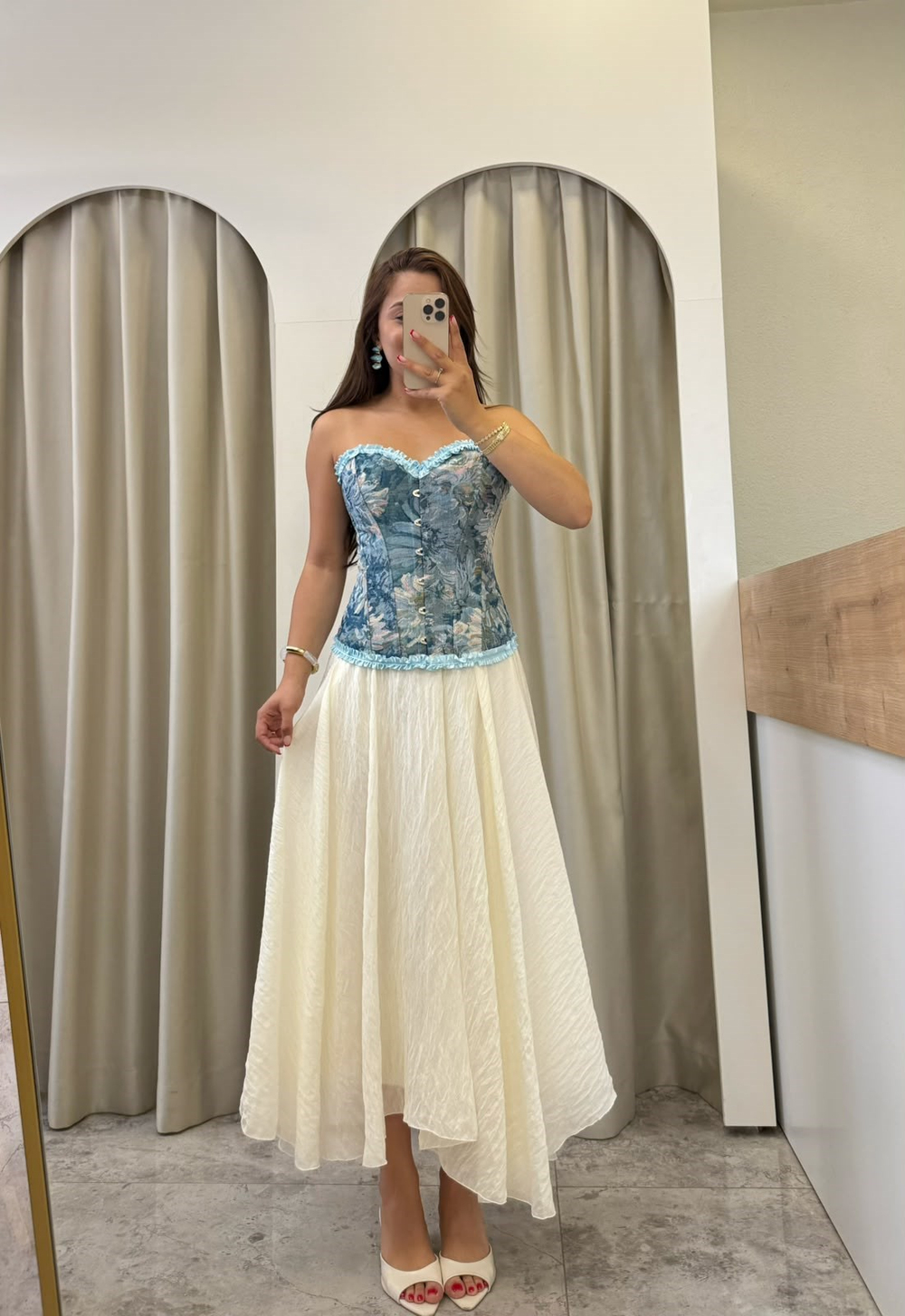 Madame Mavi Desenli İthal Korse