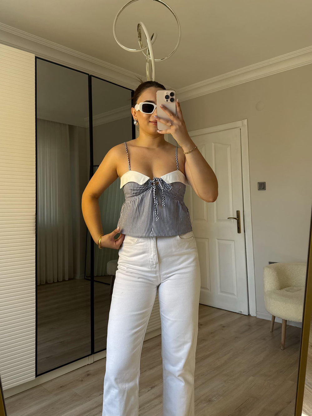 Marin Çizgili Bluz
