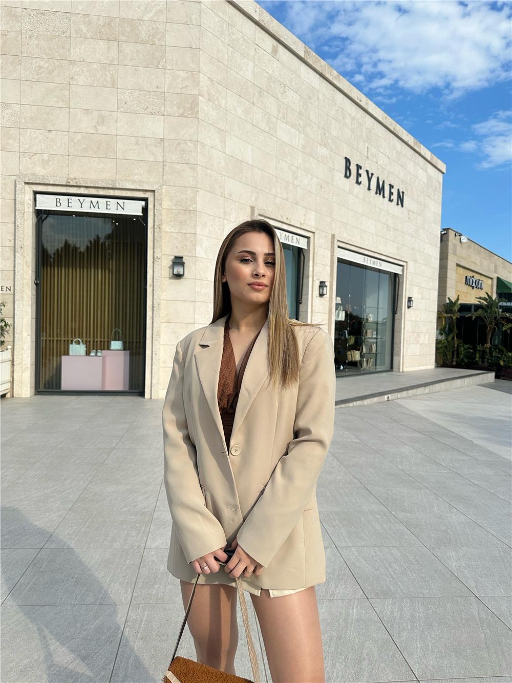 Orijinal marka pl&br blazer ceket-KREM