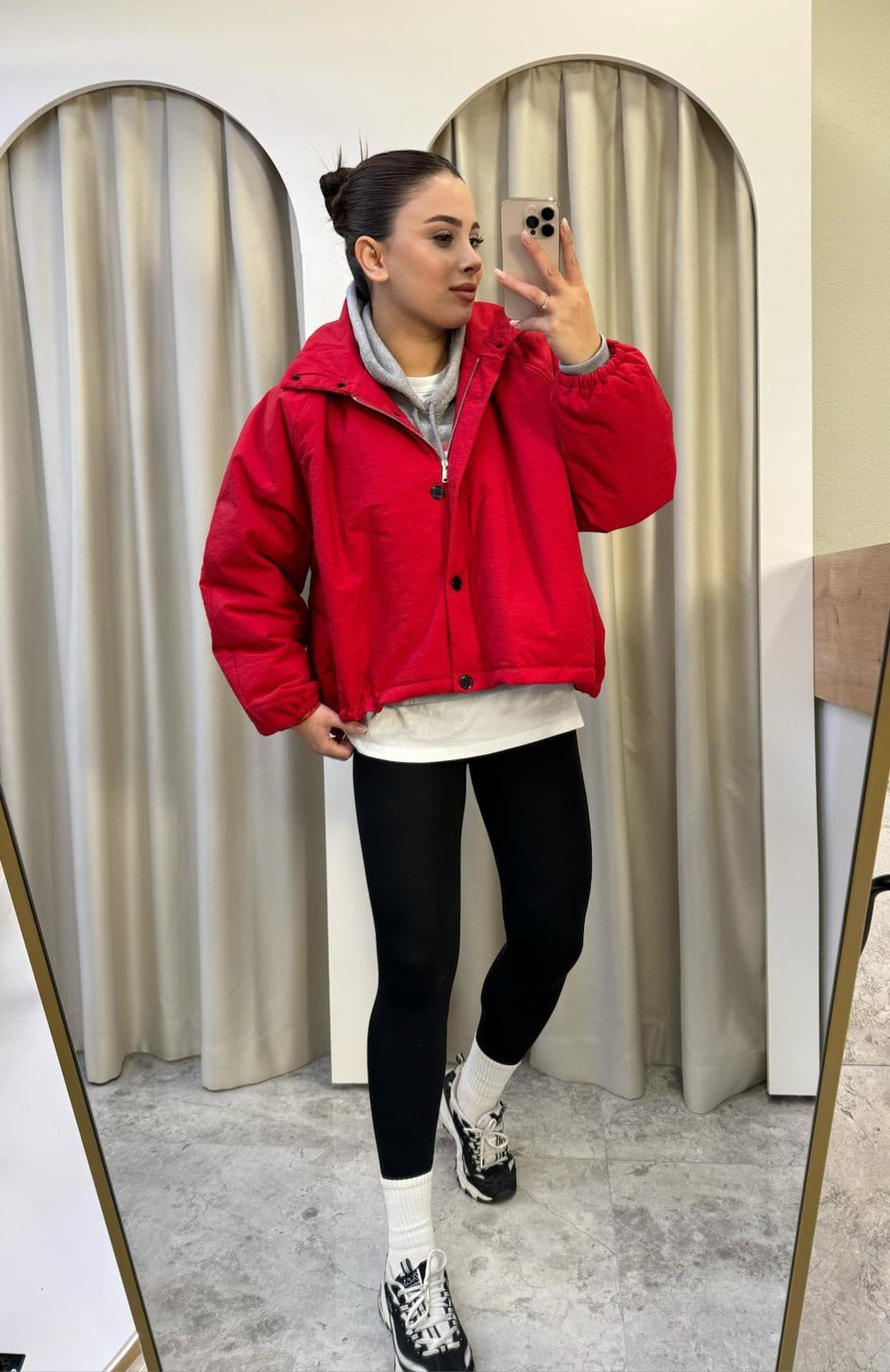 Oslo Kırmızı Oversize Şişme Mont