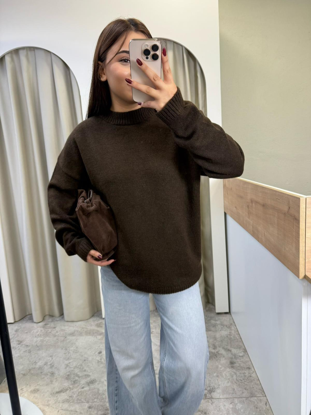 Oversize Pinterest Kazak-Acı Kahve