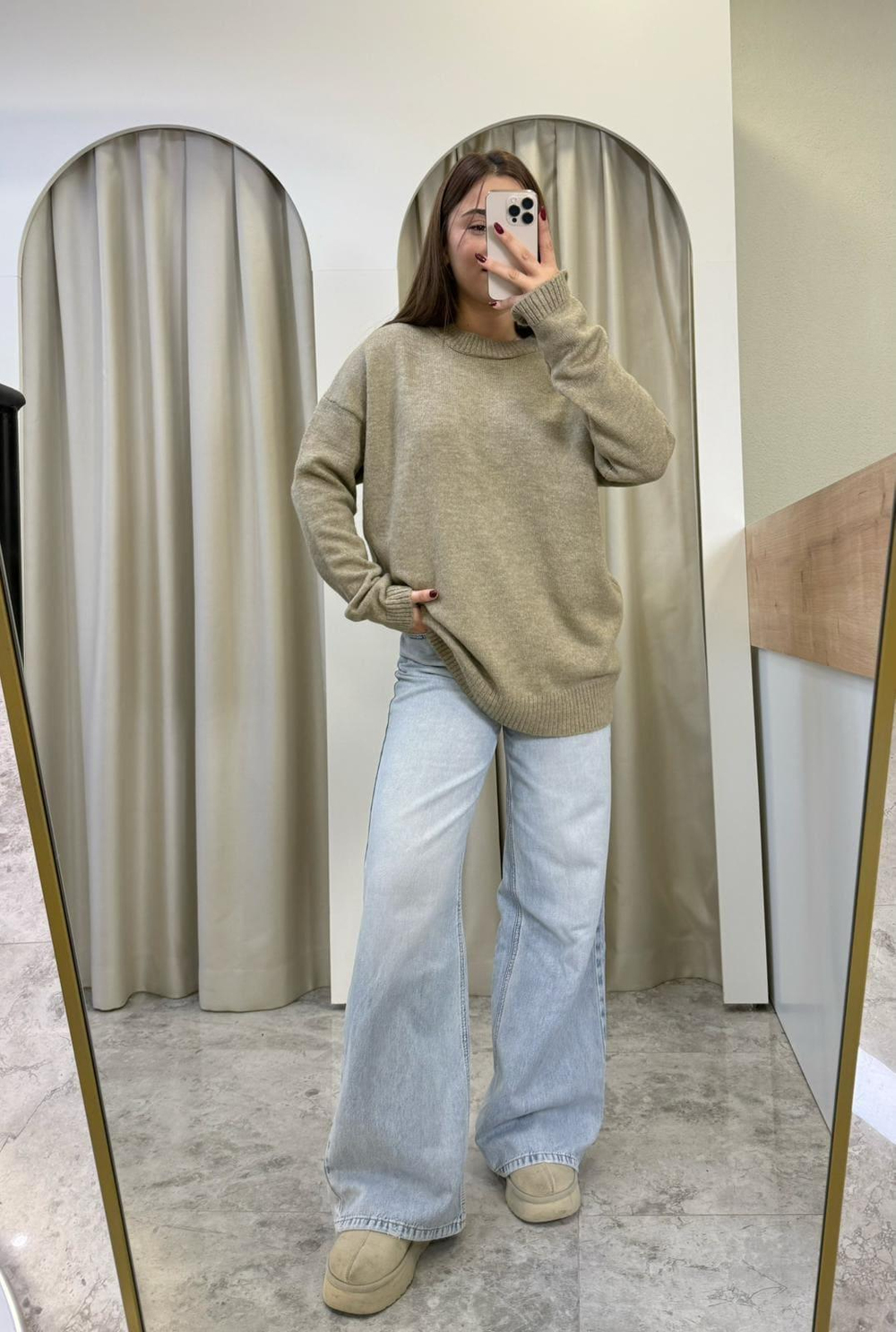 Oversize Pinterest Kazak-Sütlü Kahve