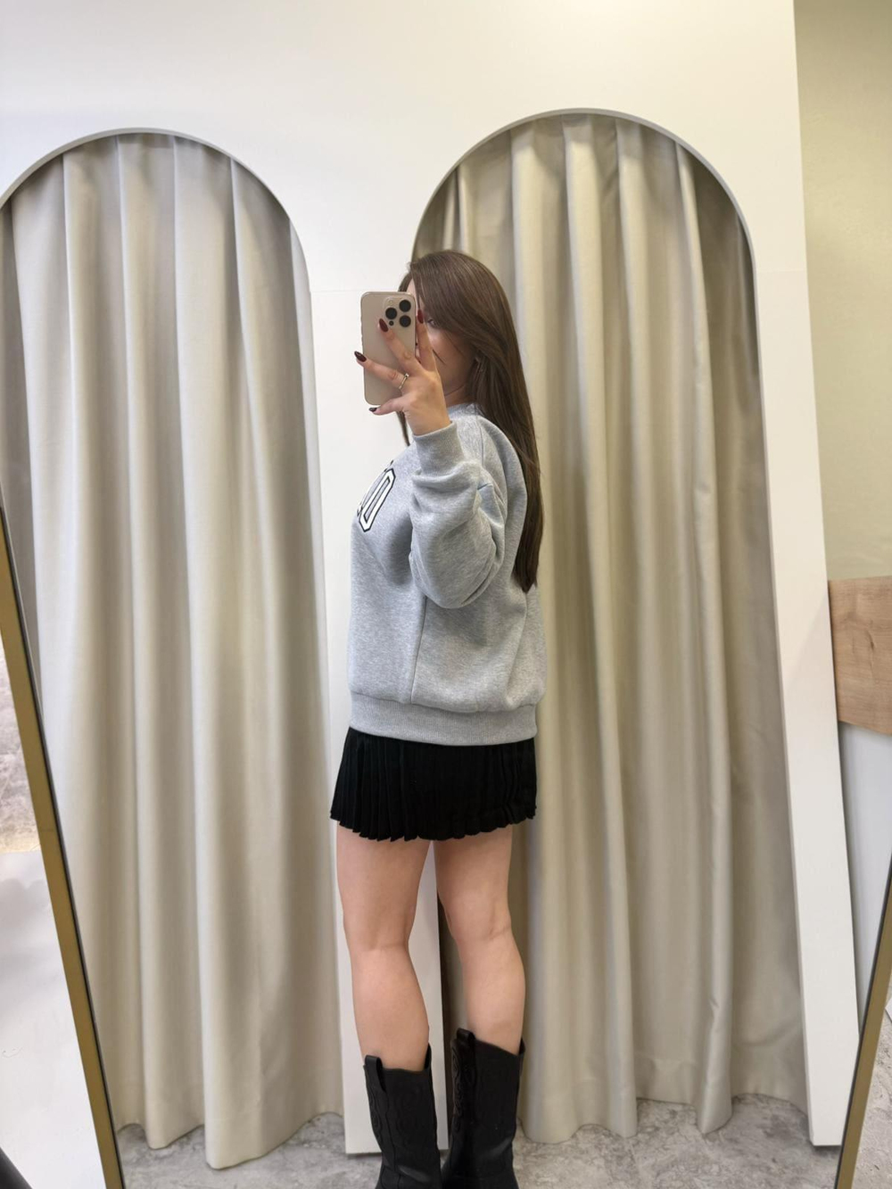 Oxford Baskılı Sweatshirt-Gri