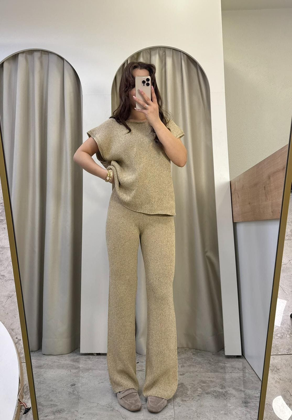 Petra Gold Yarımkol Triko Takım