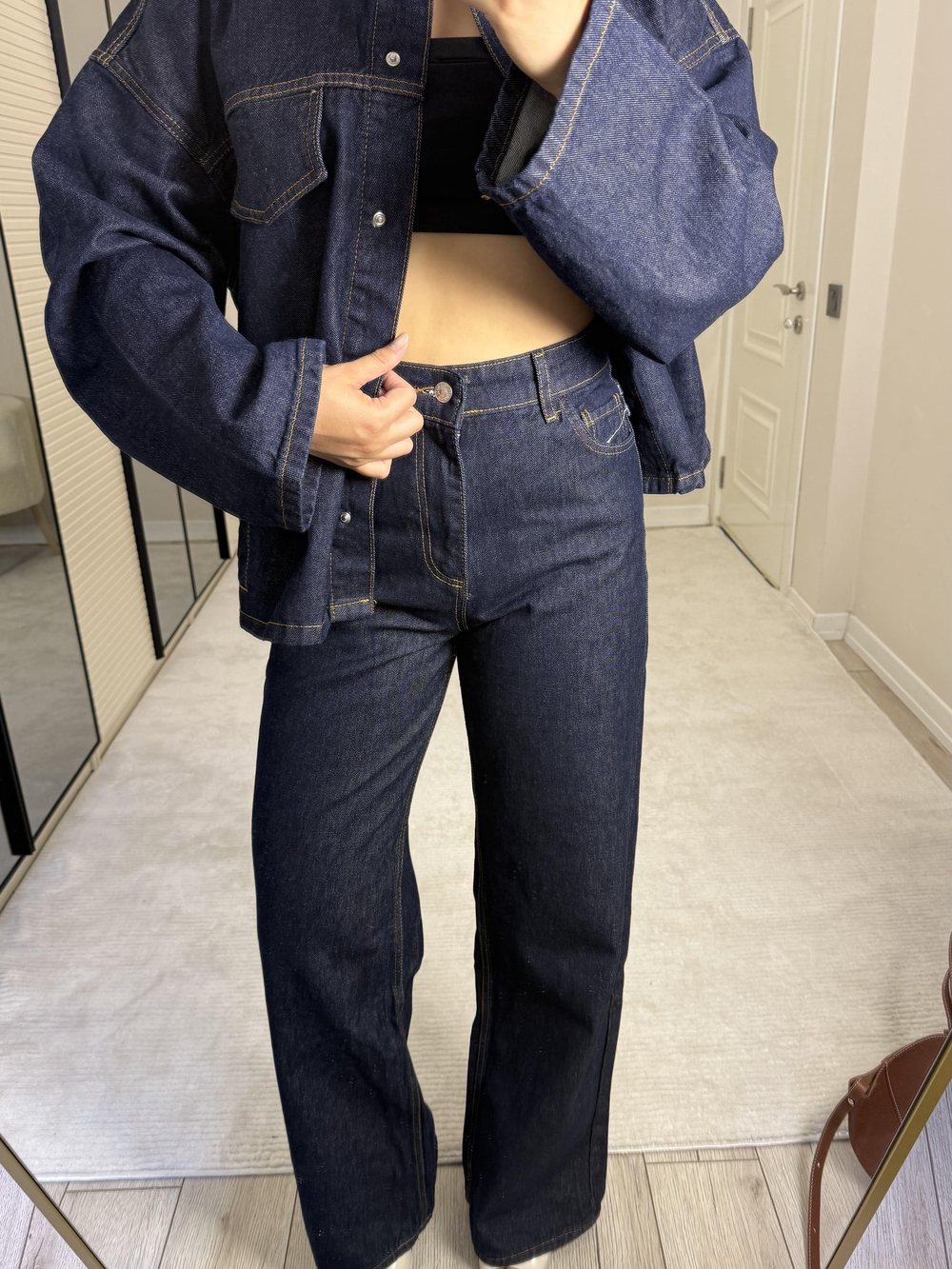 Premium Kuşaklı Denim Takım