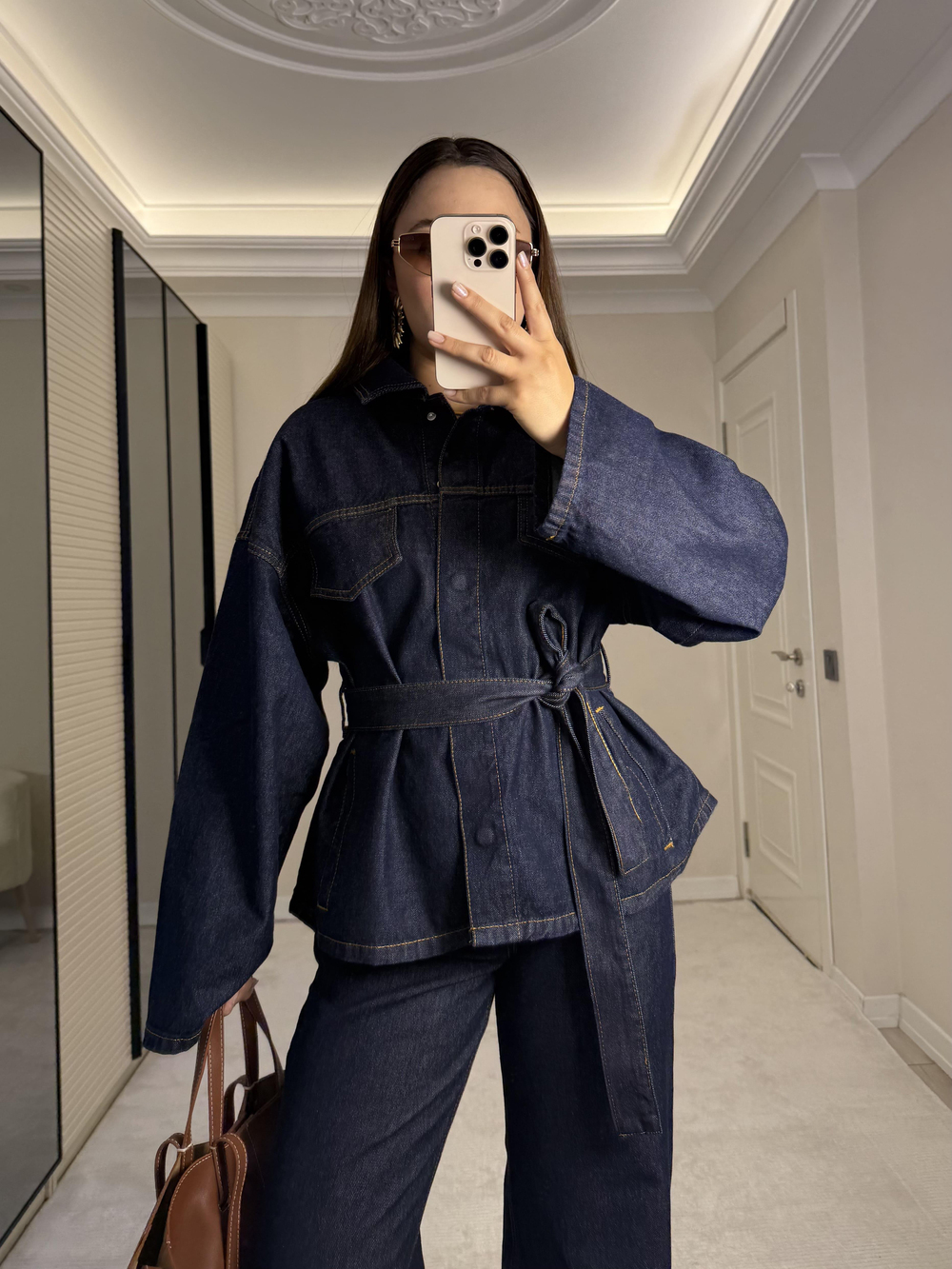 Premium Kuşaklı Denim Takım