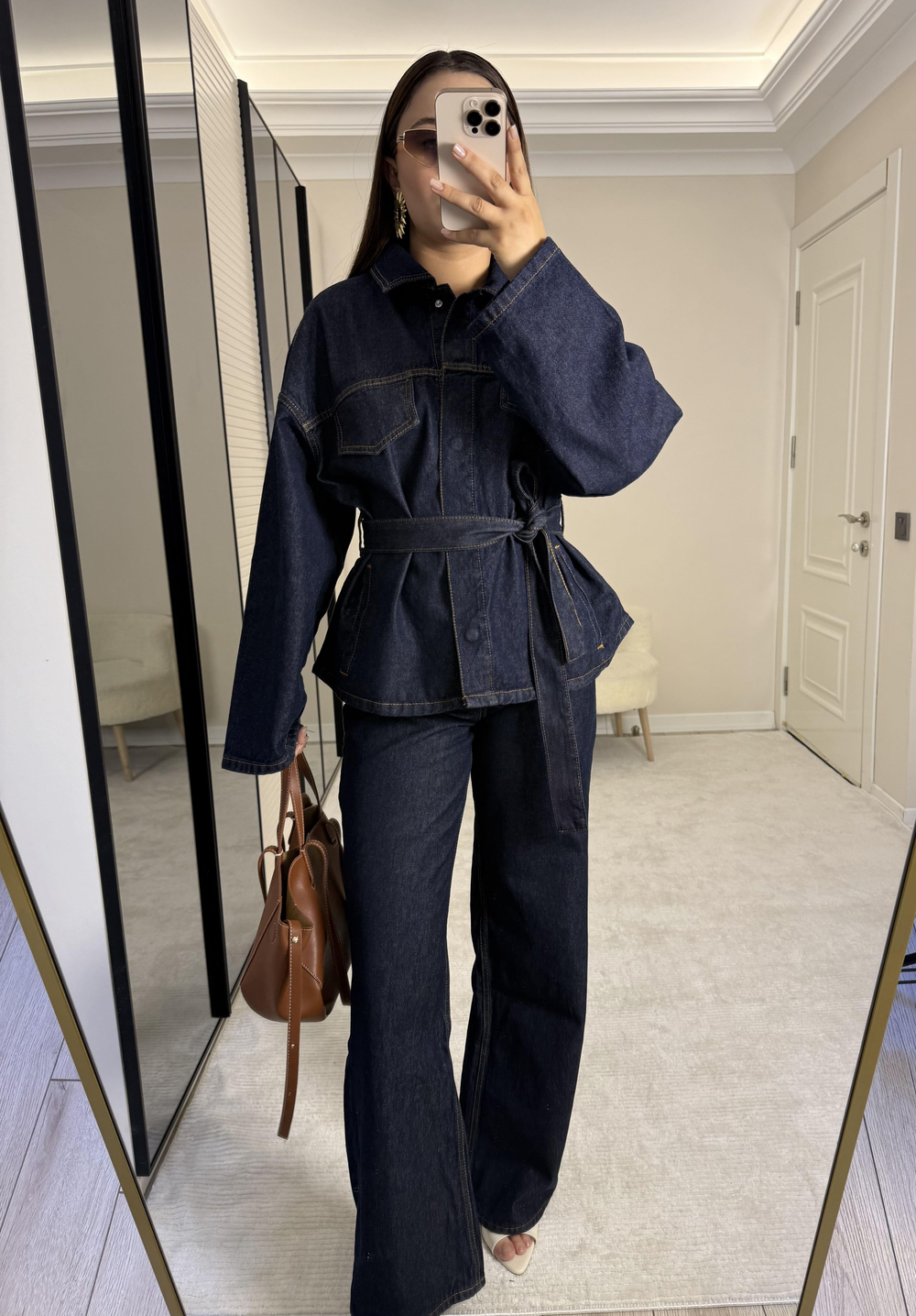 Premium Kuşaklı Denim Takım