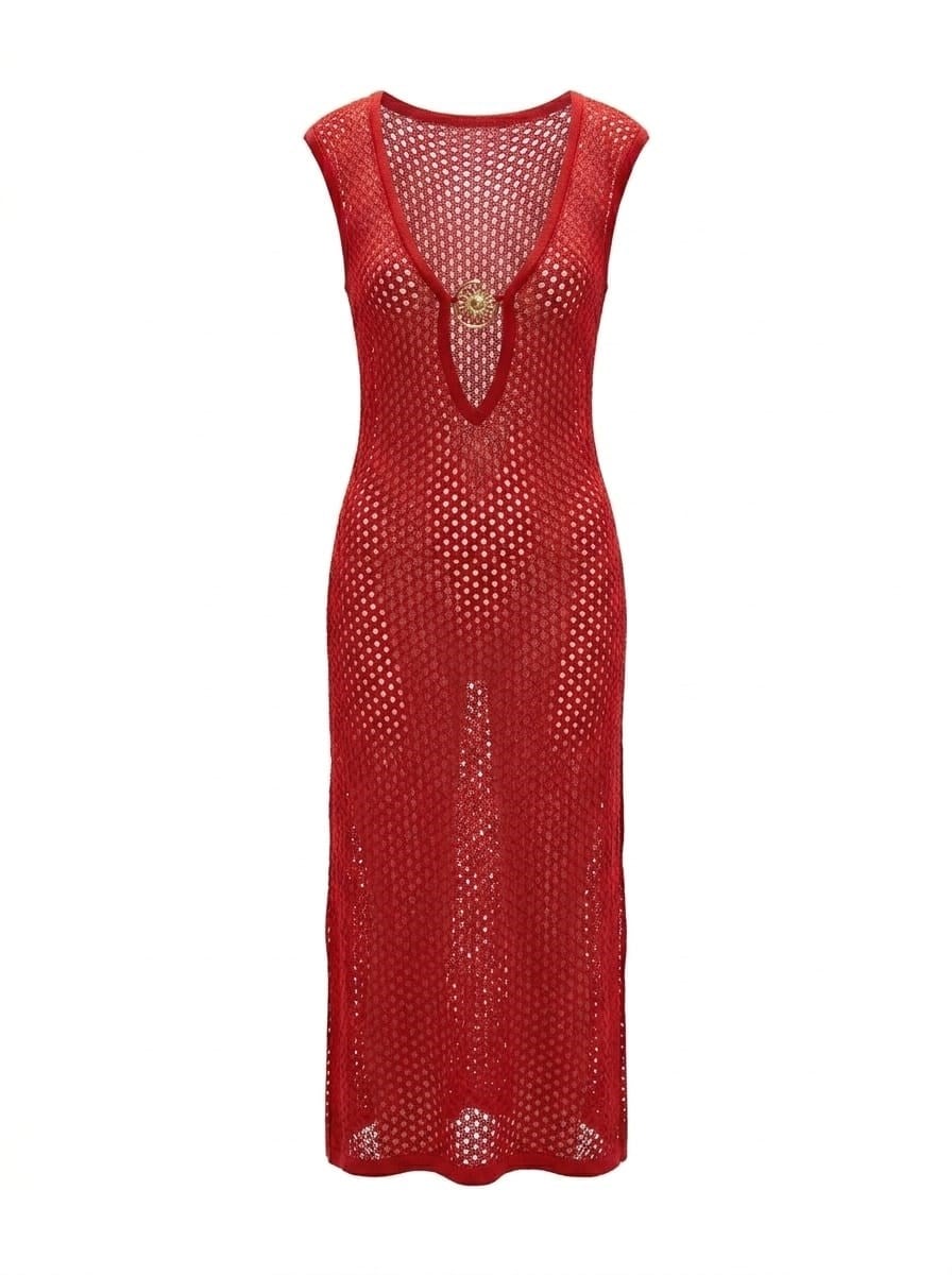 Reddy Kırmızı Gold Tokalı Beachwear Elbise