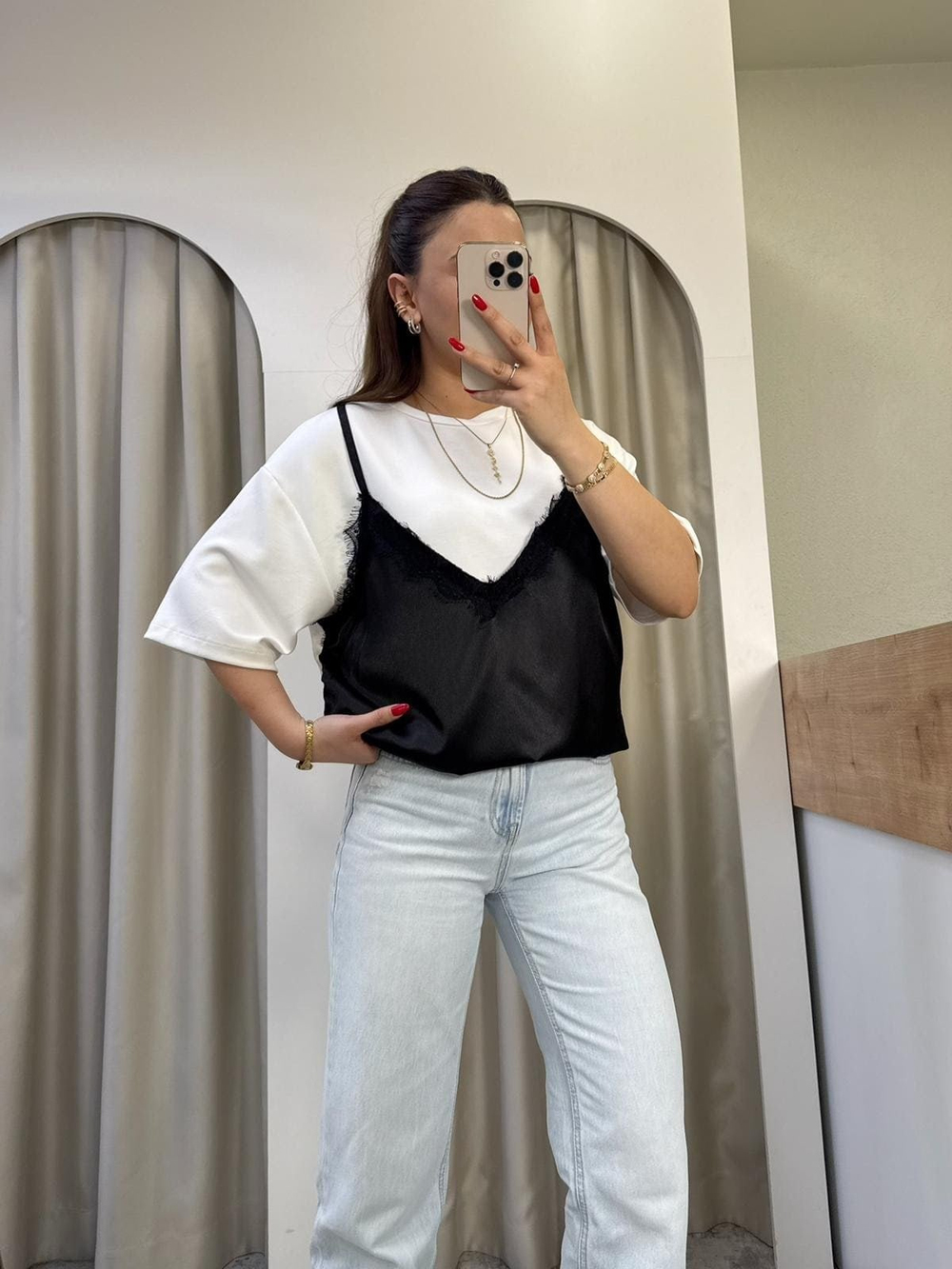 Riya Beyaz Modal Saten Tshirt