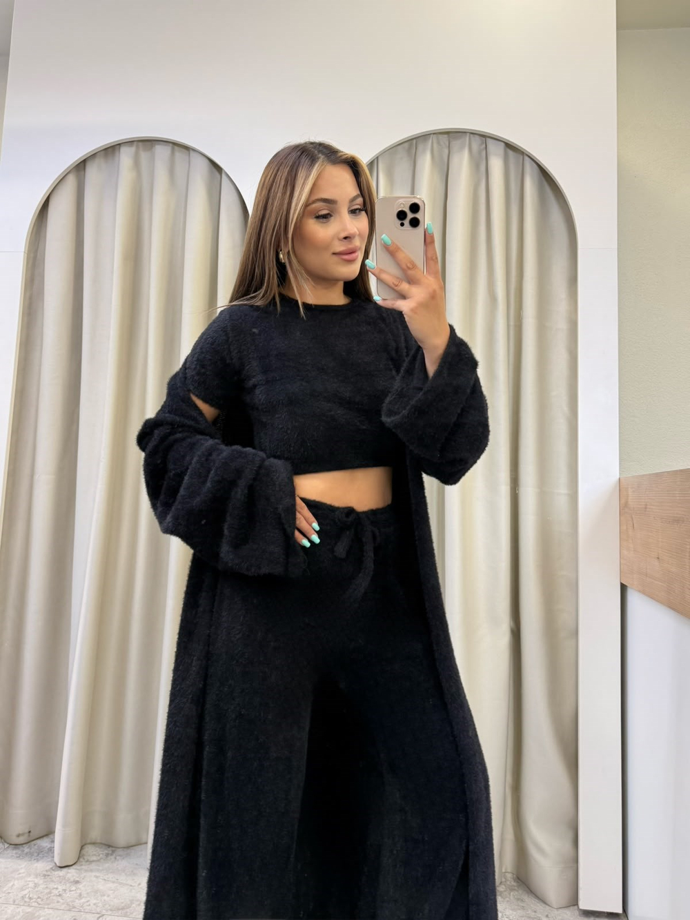 Rocco Siyah Yumuşak Dokulu 3lü Takım