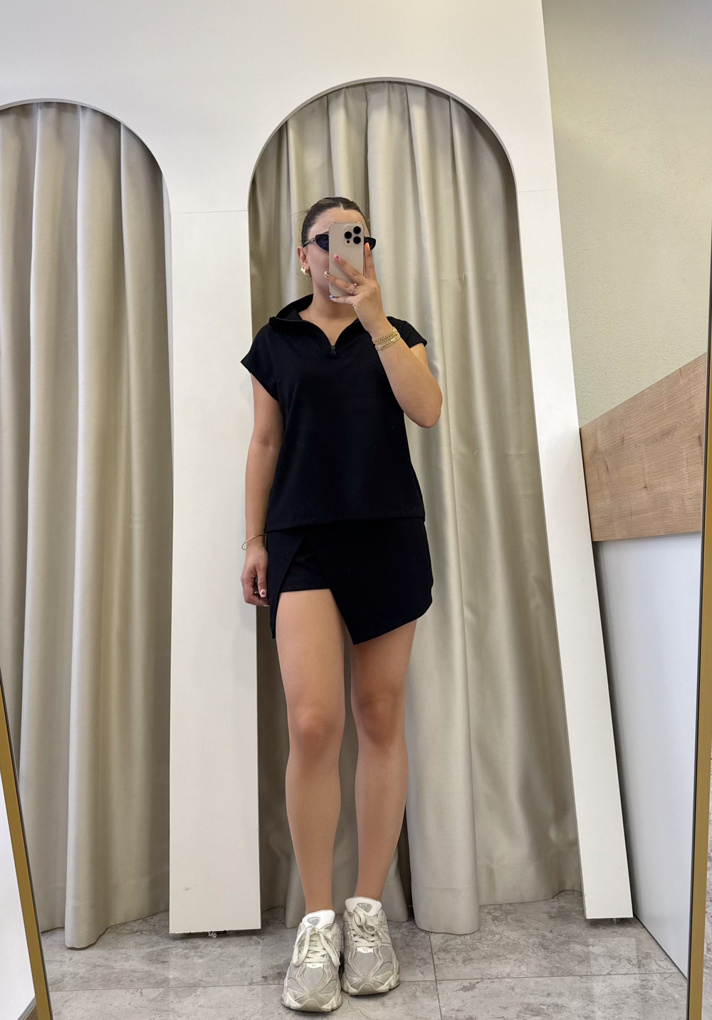 Rodina Siyah Şort Etekli Modal Takım