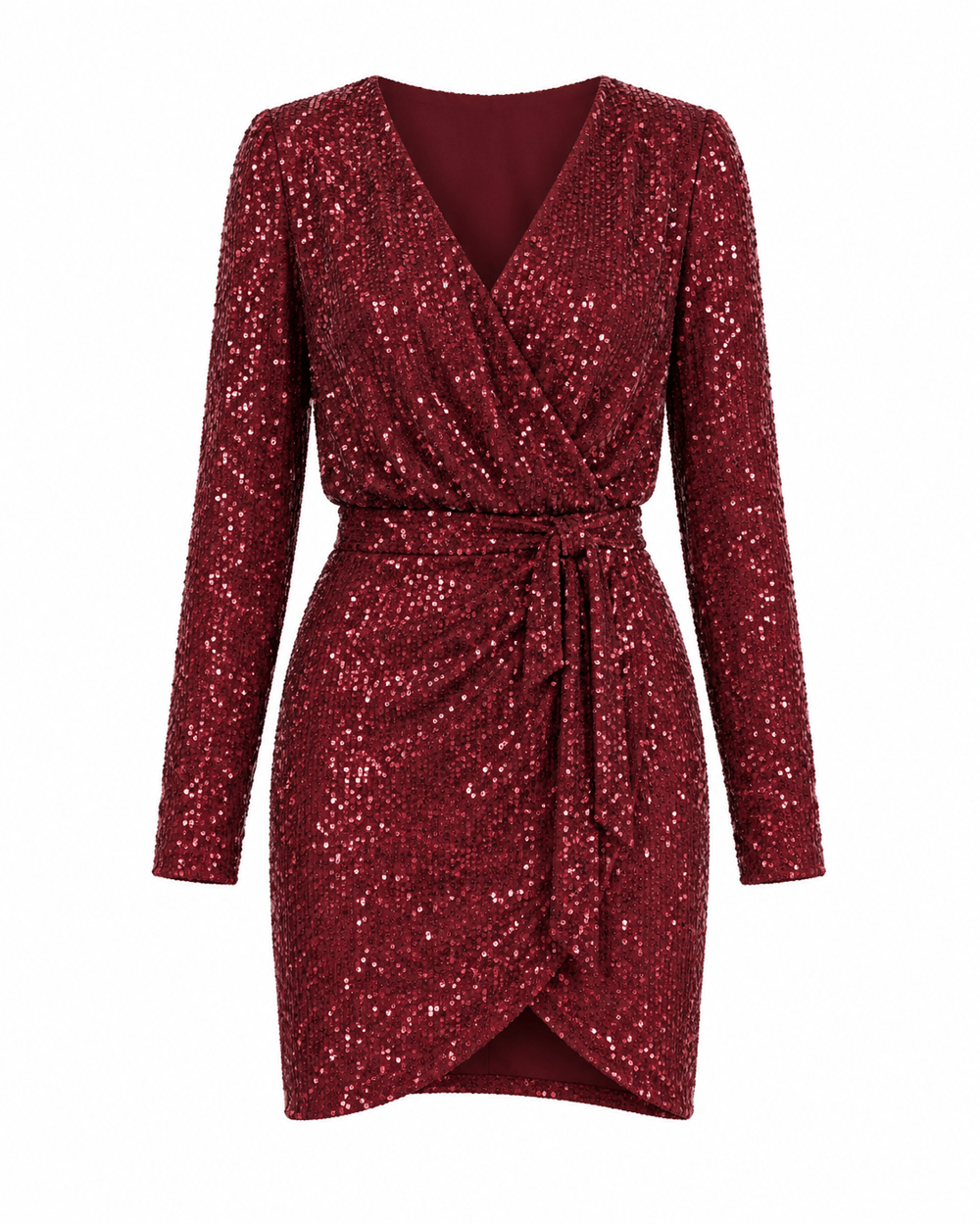 Royal Bordo Mini Payet Elbise