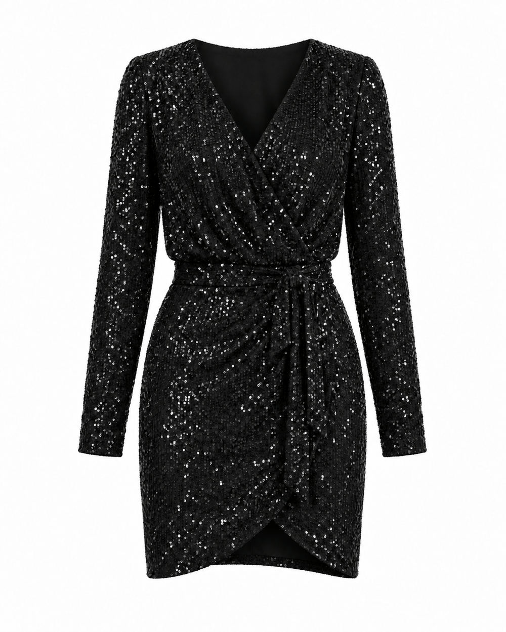 Royal Siyah Mini Payet Elbise