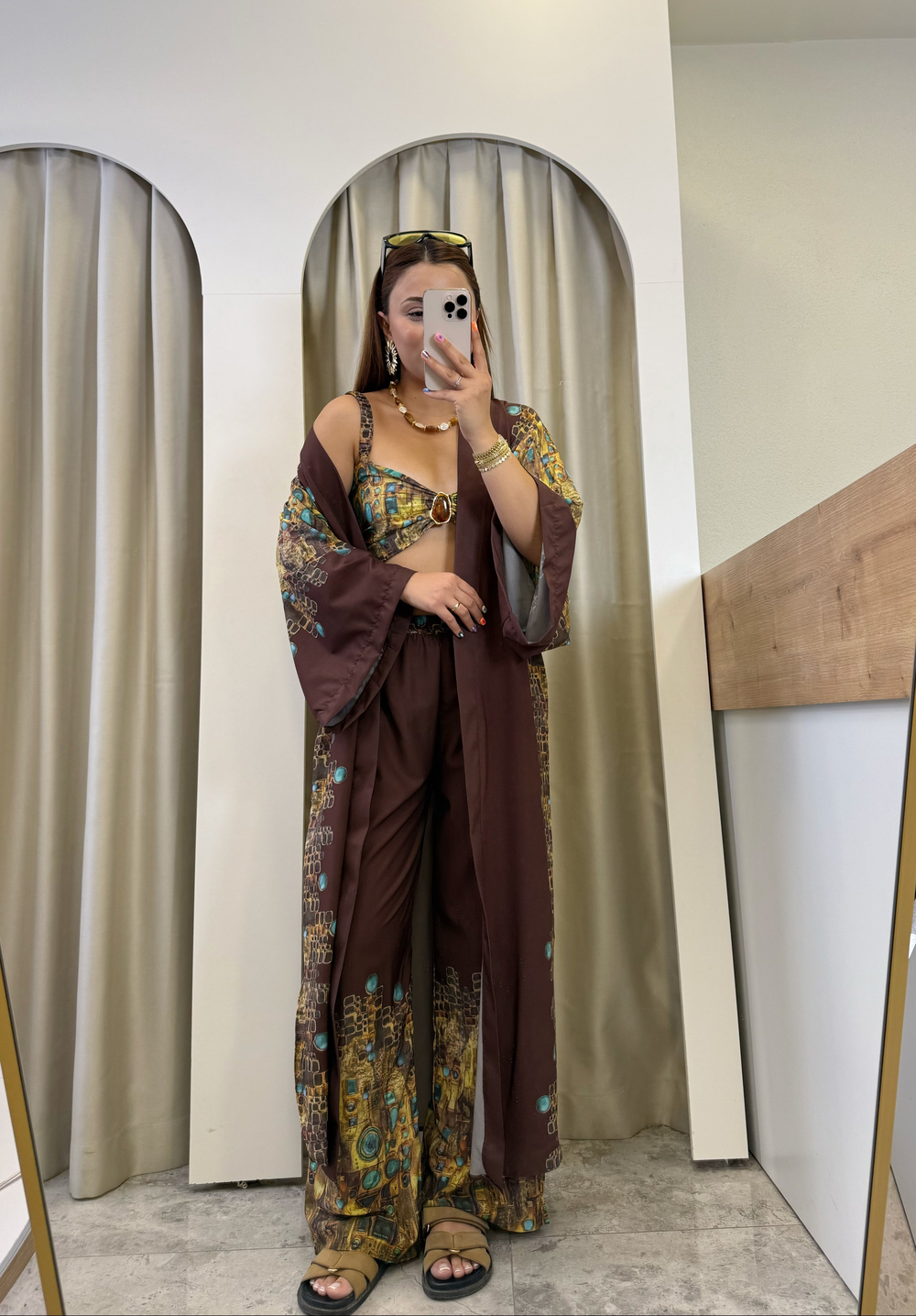 Sahara Desenli Üçlü Kimono Takım
