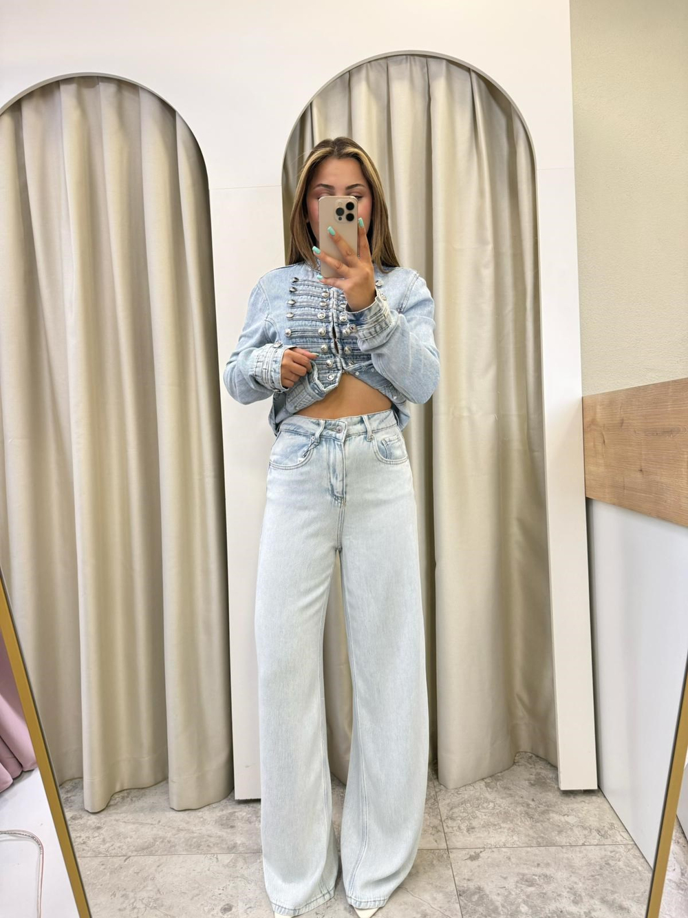 Scarf Buz Mavi Tensel Jean