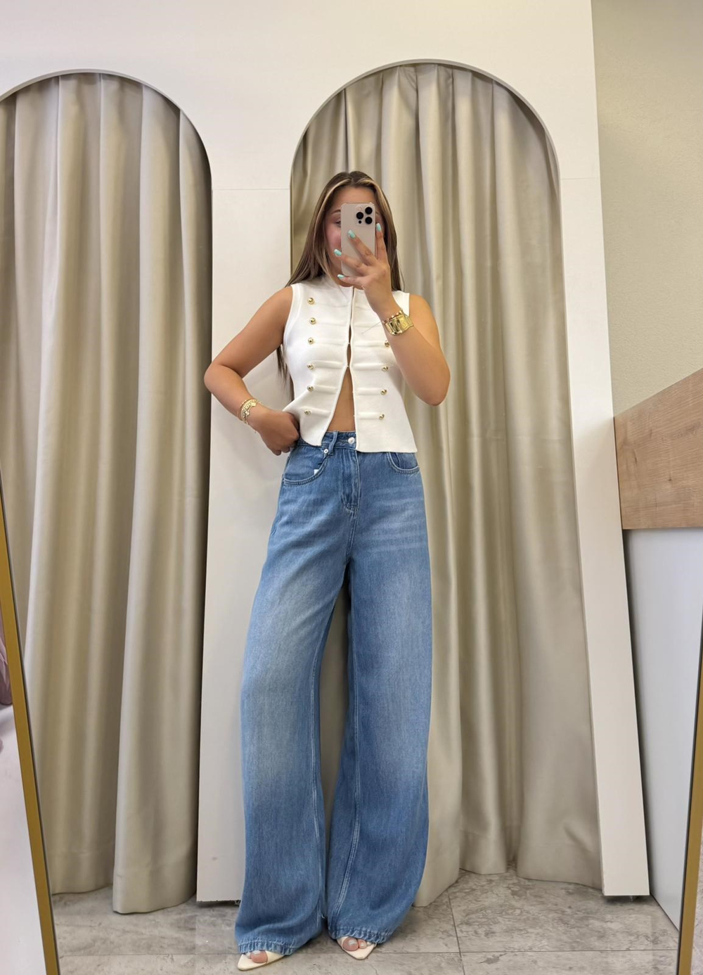 Scarf Koyu Mavi Tensel Jean