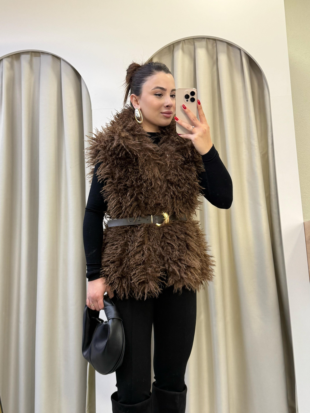 Sheep Kürk Yelek Kahve