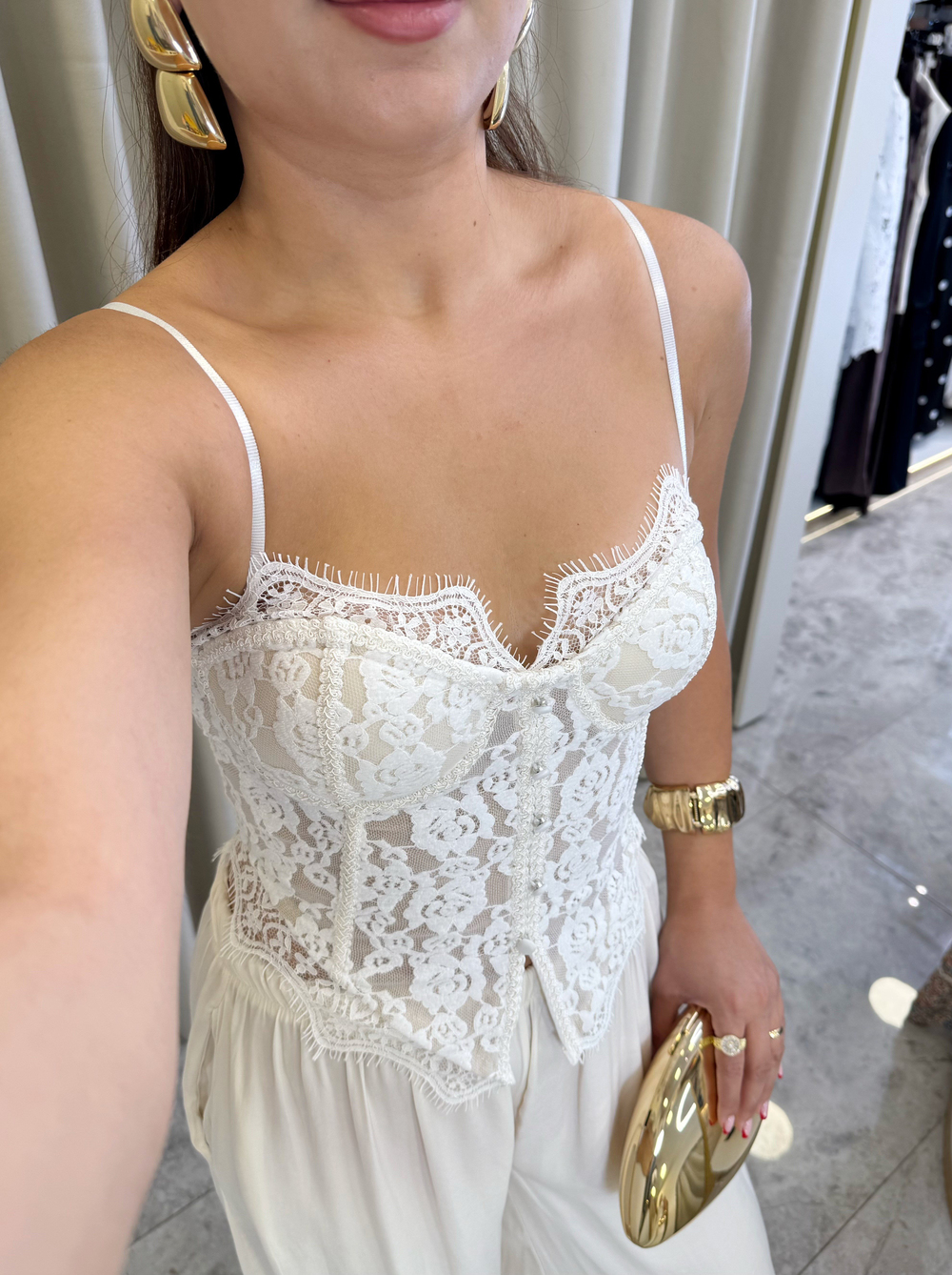 Swan Beyaz Dantelli Korse