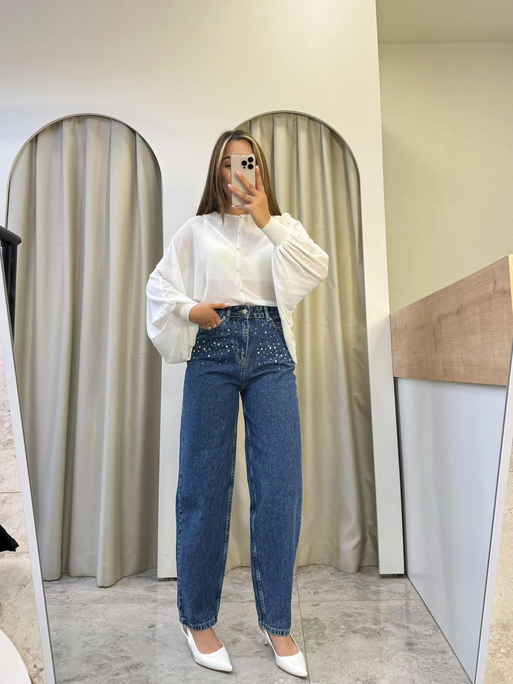 Tallia K.Mavi Ön Arka Cep Taşlı Barrel Jean