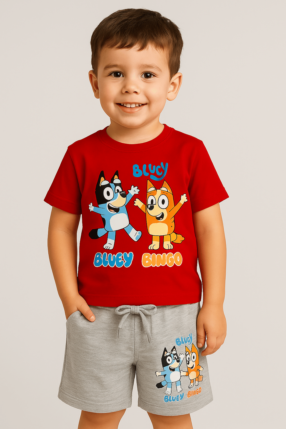 Karakter Desenli Tshirt ve Şortlu Alt Üst Erkek Çocuk Takım