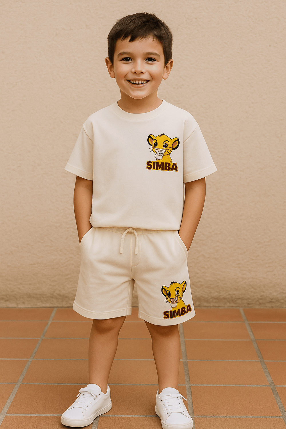 Simba Aslan Desenli Tshirt ve Şortlu Alt Üst Erkek Çocuk Takım