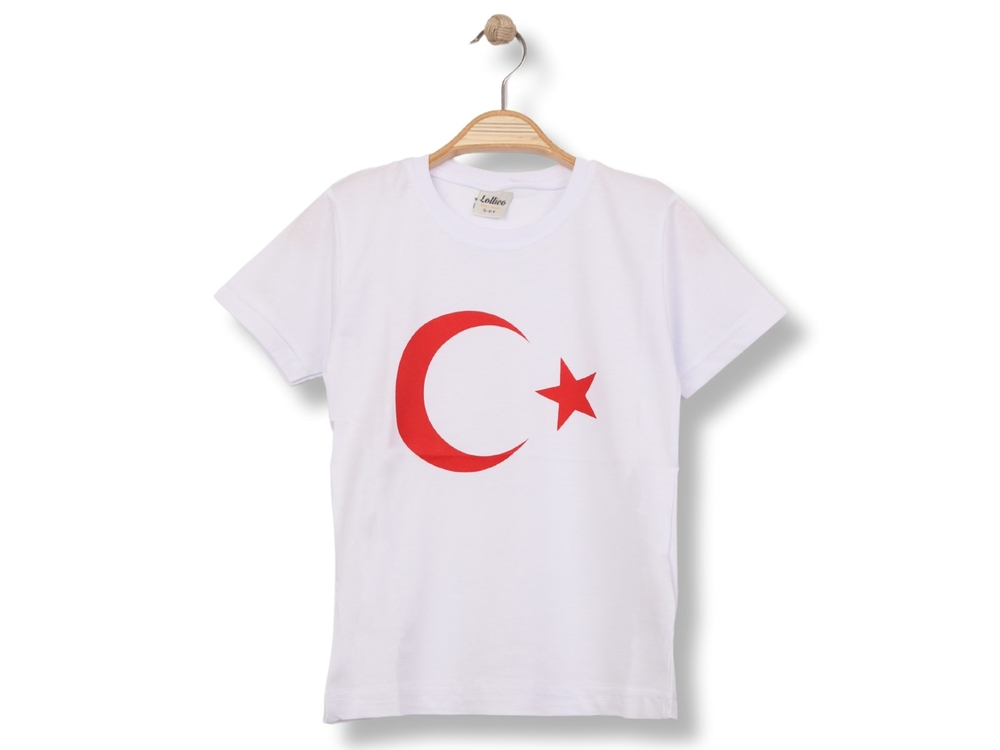 Türk Bayrağı Ay Yıldız Baskılı Unisex Tişört