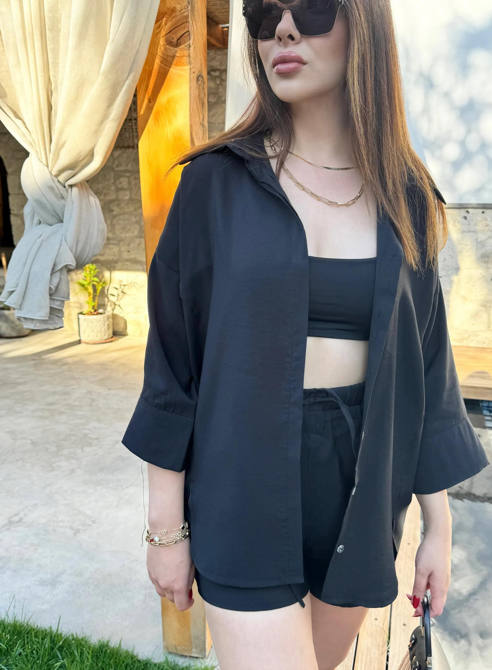  Şortlu Siyah Takım
