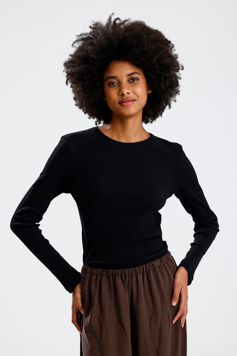 Siyah Uzun Kol Basic Tshirt