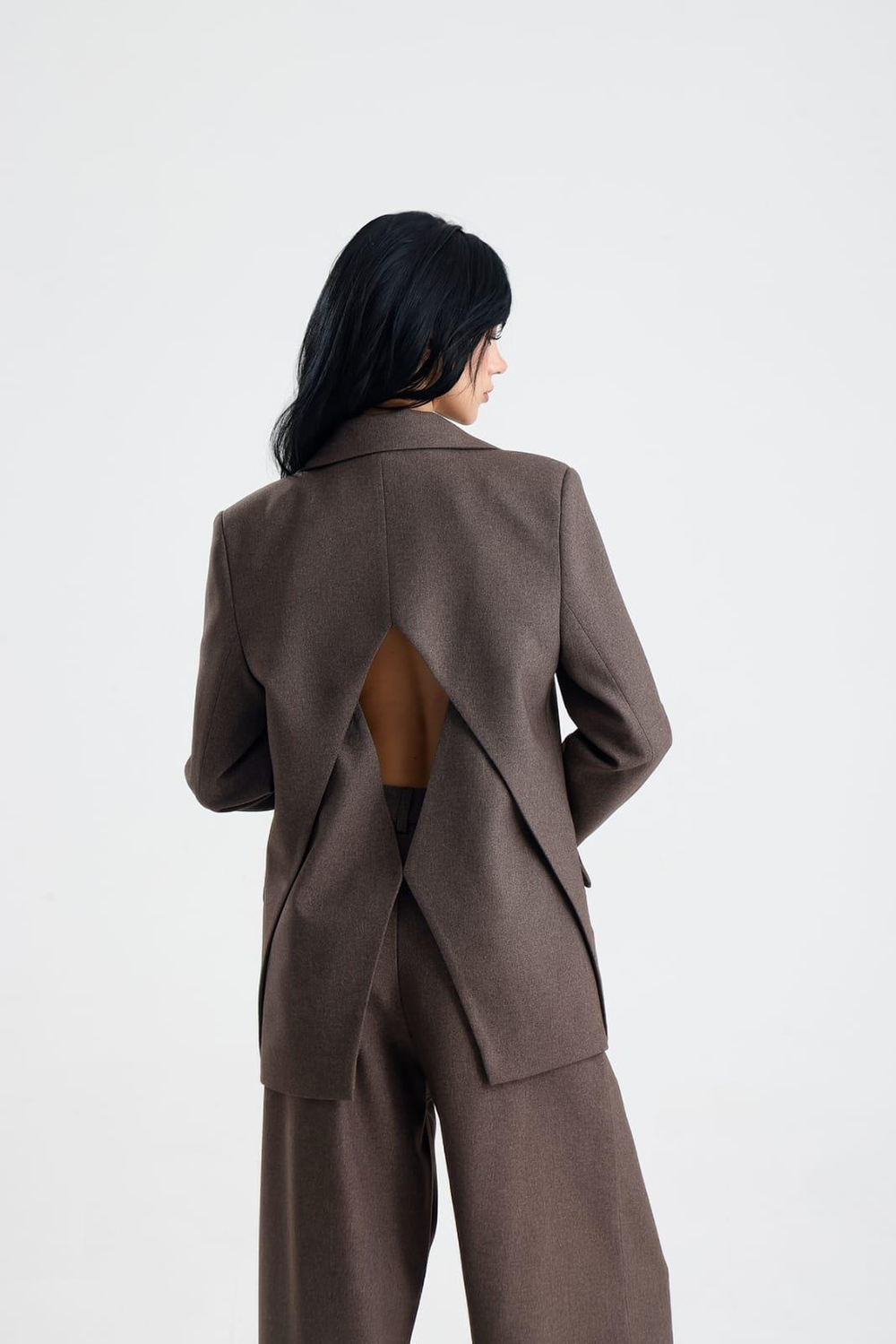 BRUJE Kahverengi Sırt Dekolteli Kadın Blazer Ceket