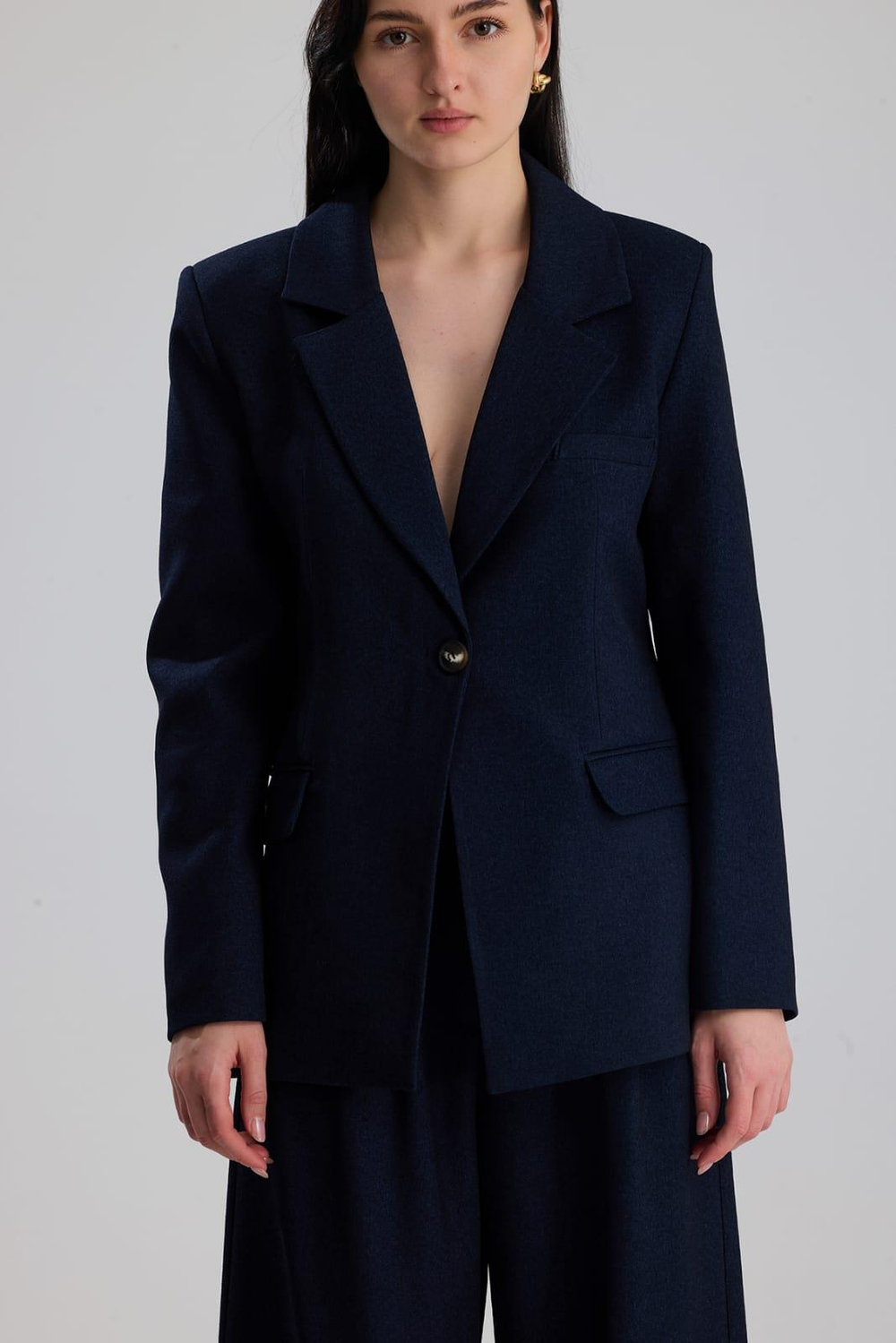 BRUJE Lacivert Sırt Dekolteli Kadın Blazer Ceket