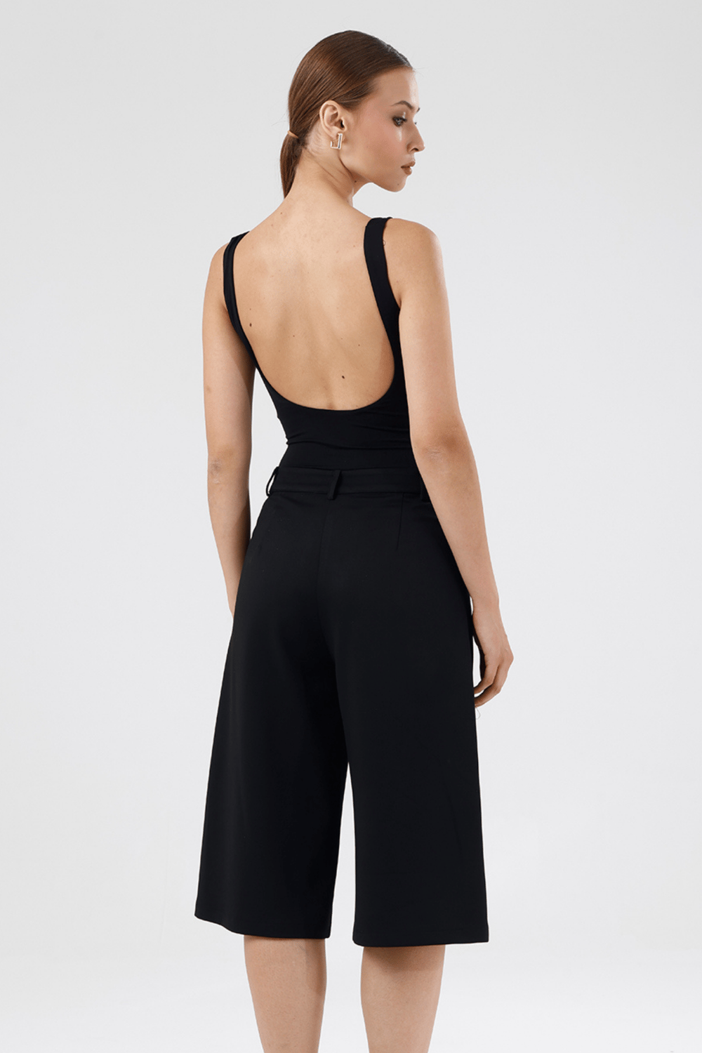 Capella Saten Gabardin Siyah Bermuda , Pantolon