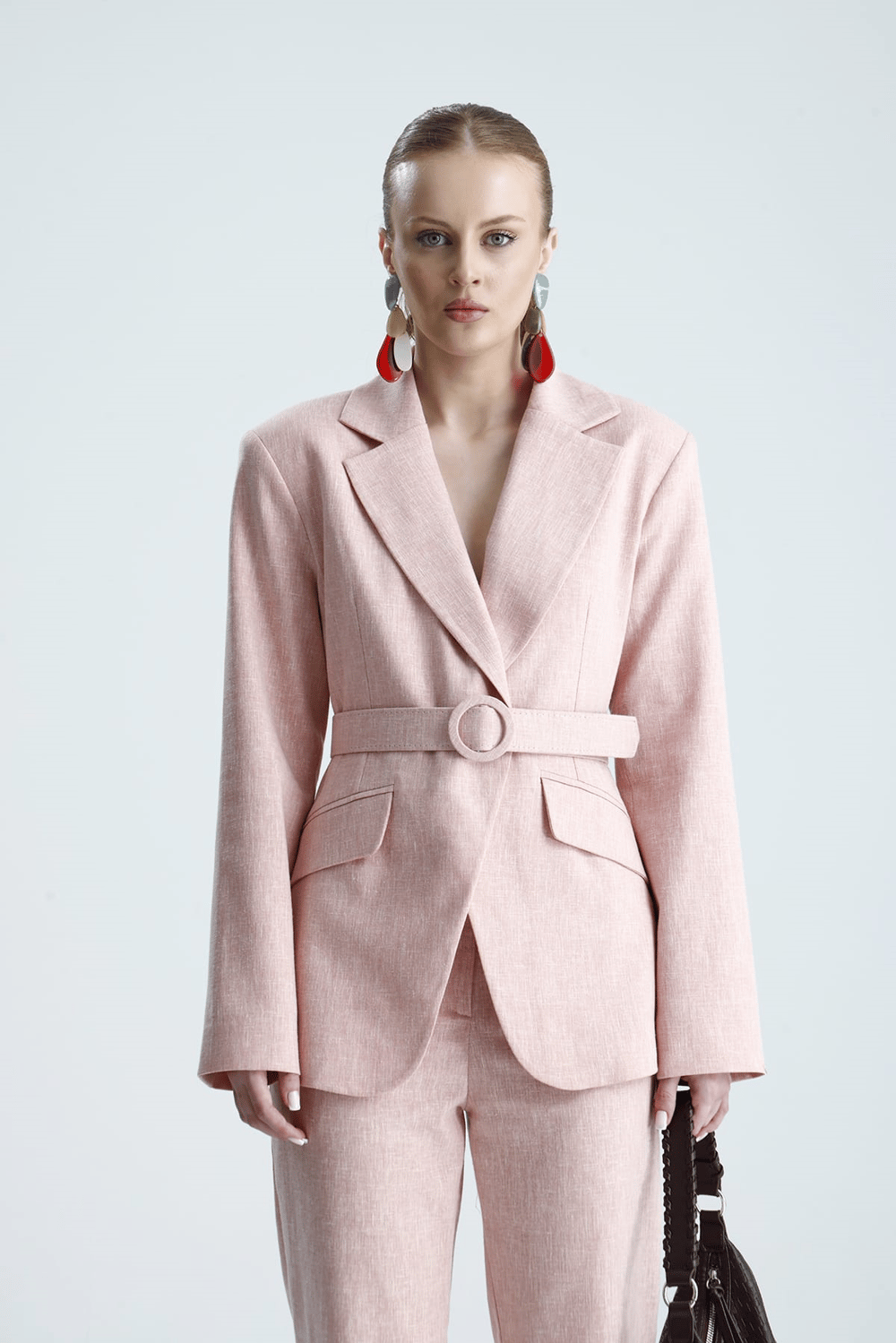 DİEL Kumaş Kemerli Pembe Ceket
