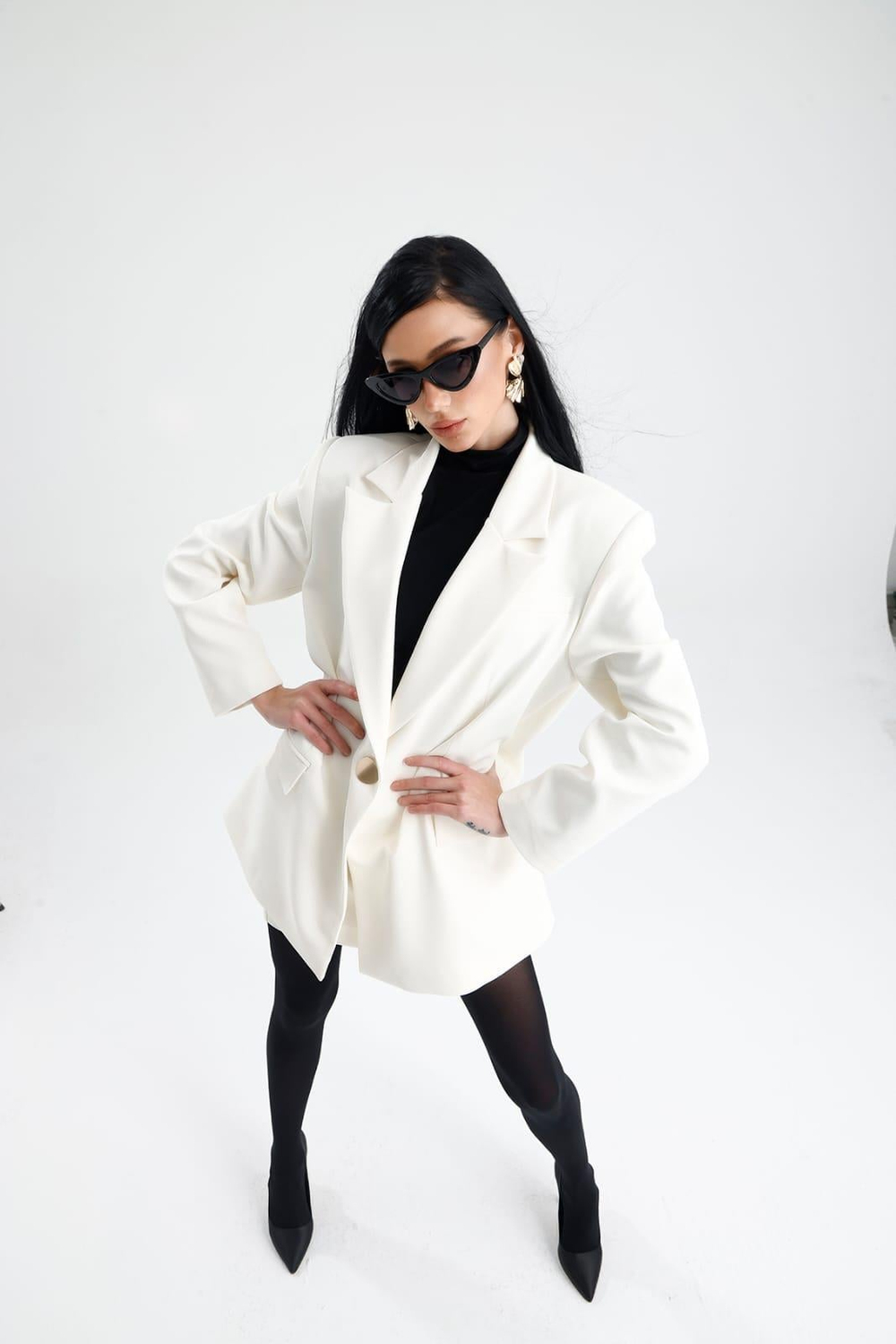 JADİDA Ekru Blazer Ceket ve Mini Etek Takım