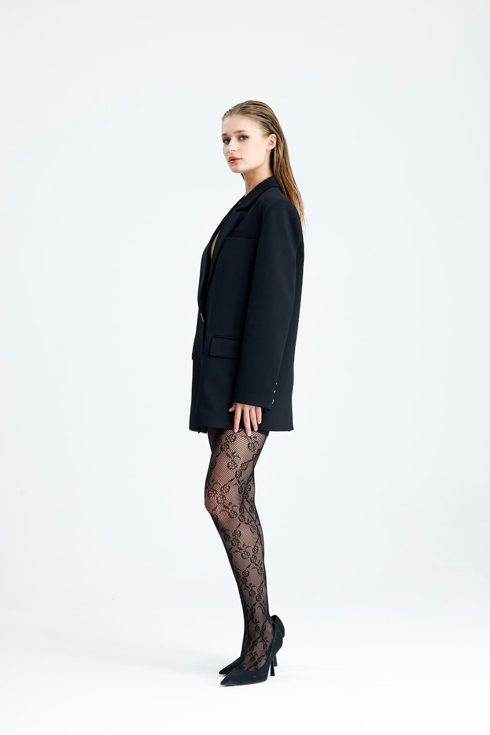 Jadida Siyah Blazer Ceket ve Mini Etek Takım
