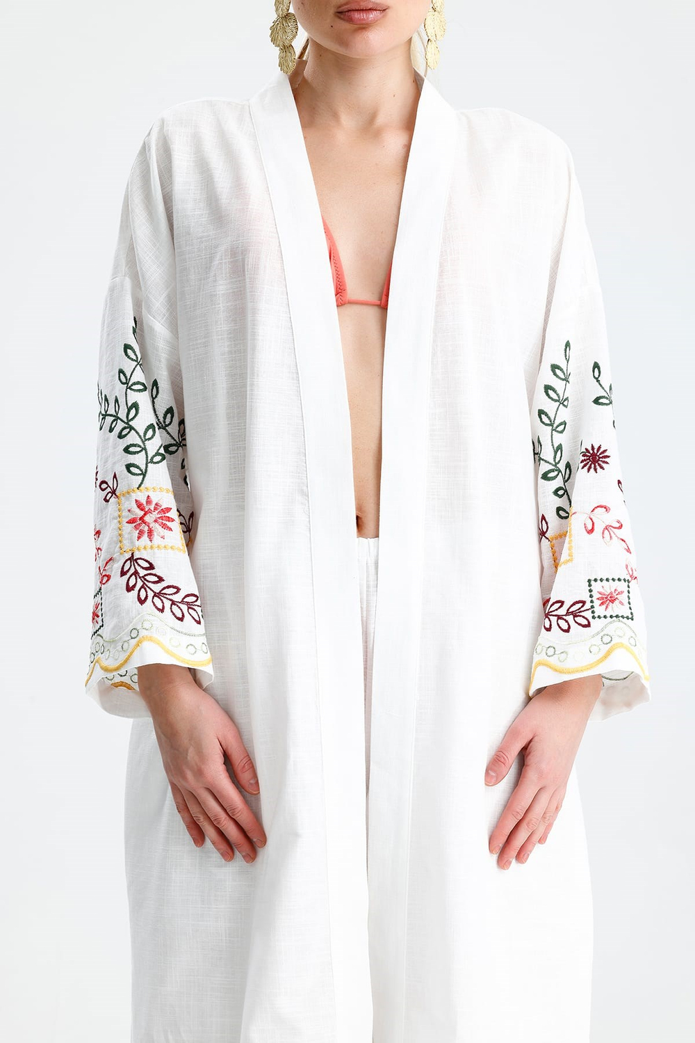 Panna Uzun Nakışlı Kimono