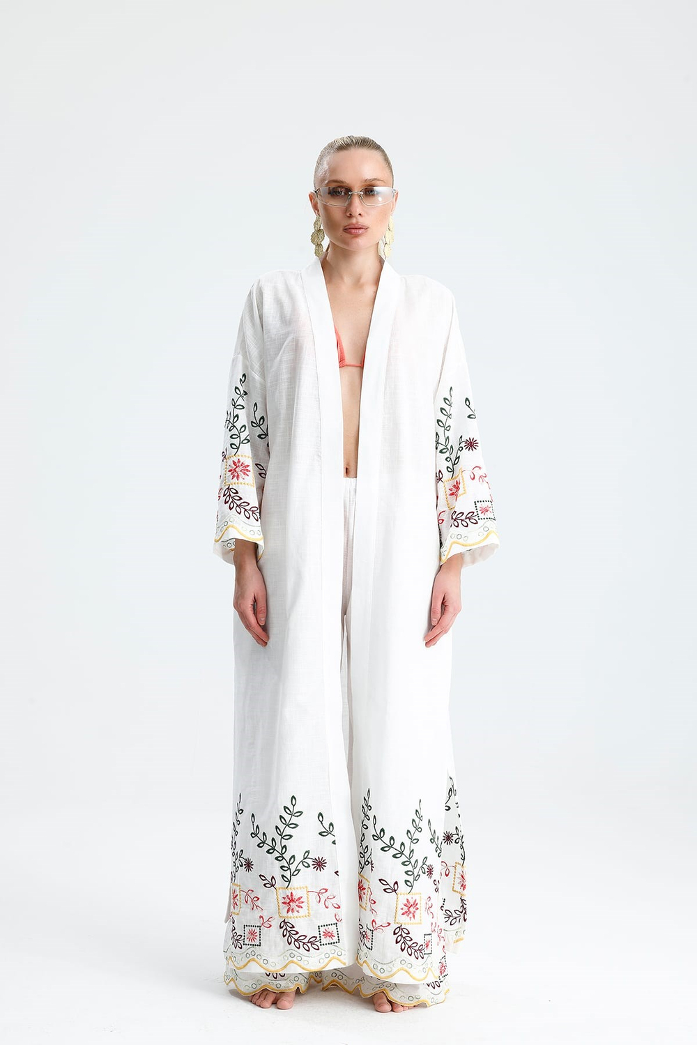 Panna Uzun Nakışlı Kimono