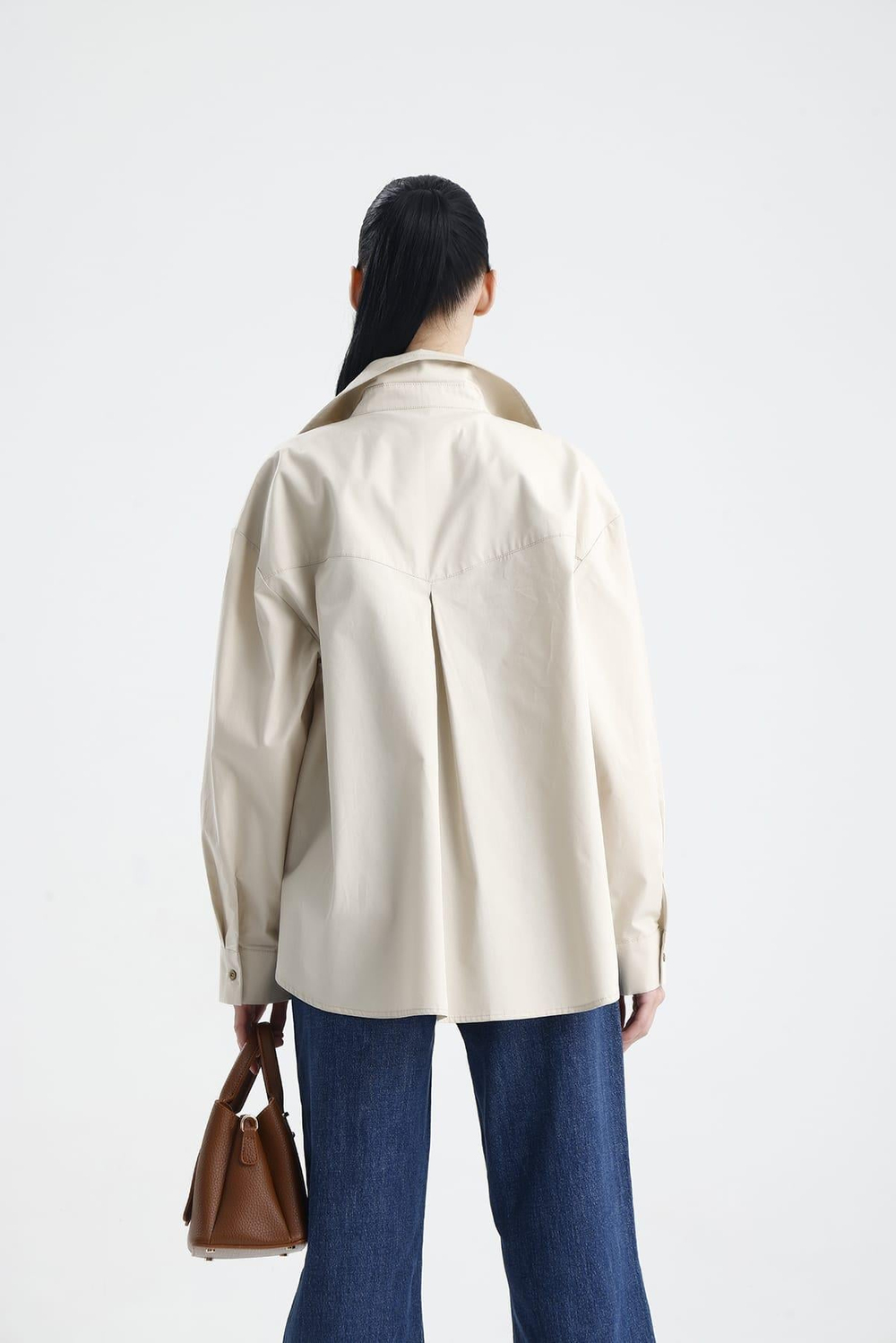 RONDA Kadın Oversize Bej Gömlek