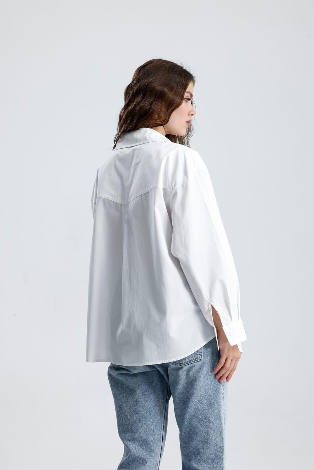 RONDA Kadın Oversize Beyaz Gömlek